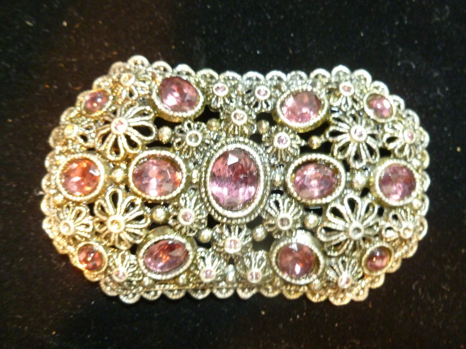 New England Glass Works Purple Rhinestone Pin