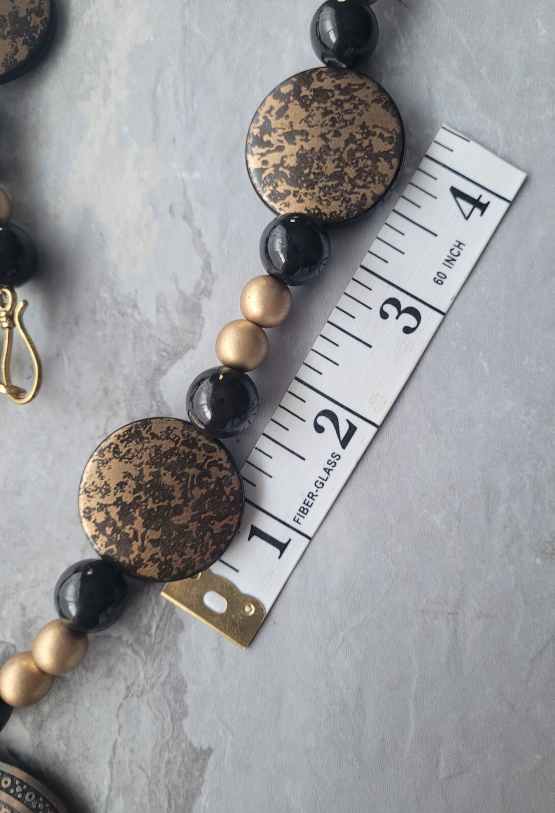 VTG ARTISAN LONG BEADED STATEMENT NECKLACE GLASS & LUCITE BEADS BOHO