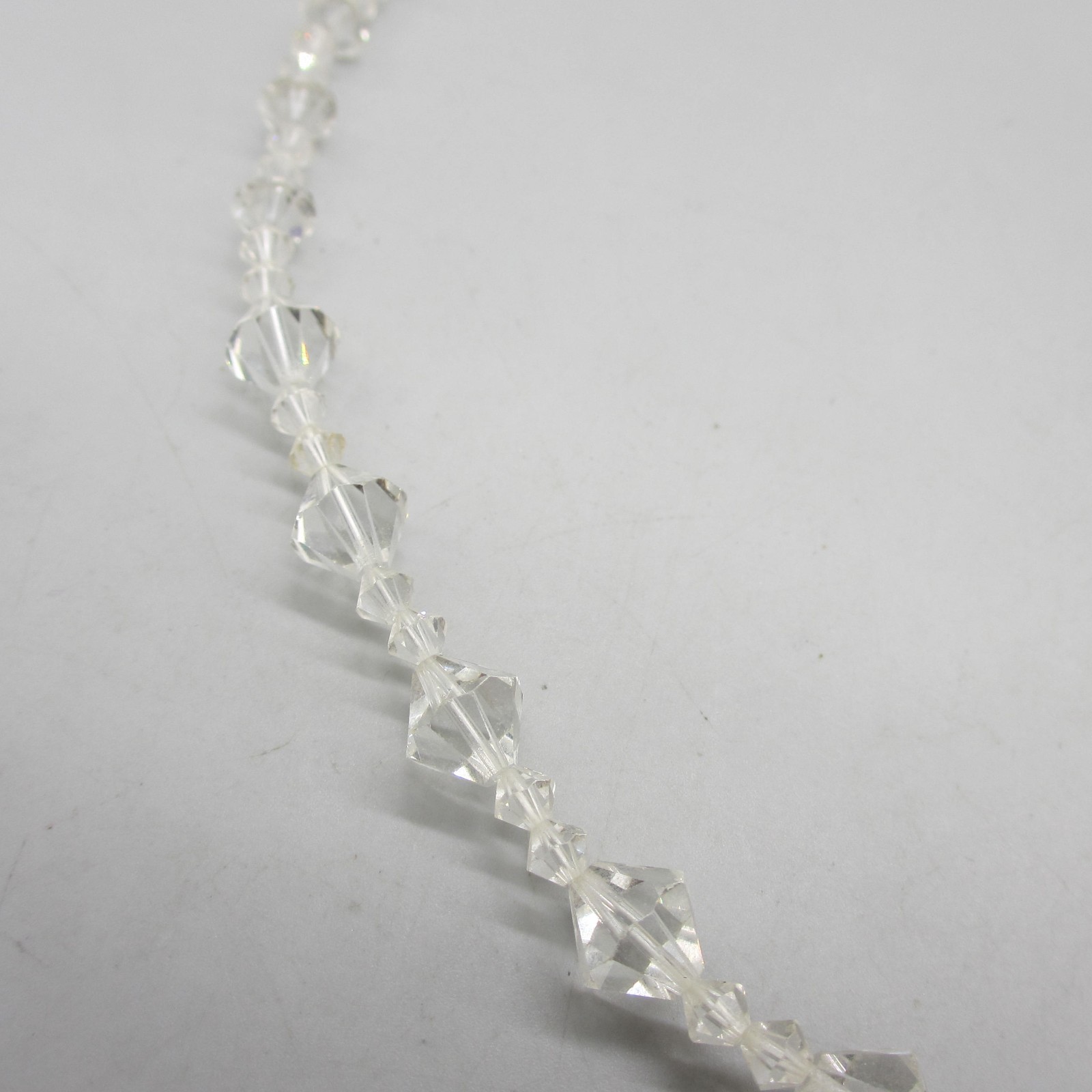 Vintage AB Necklace Clear Bicone Beads 23 Inch
