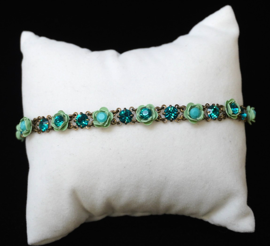 Michal Negrin Rhinestone blue Flower Bracelet