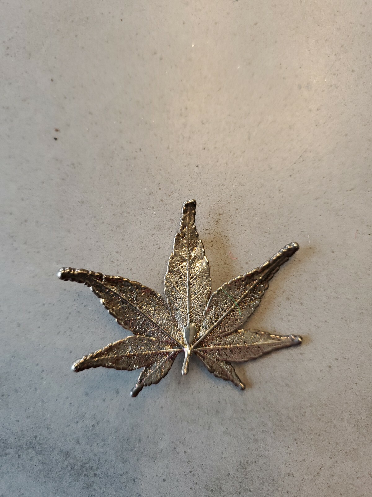 Silver Marijuana Leaf Button, 420, Hemp, Realistic, Pinback, Unique, Rare