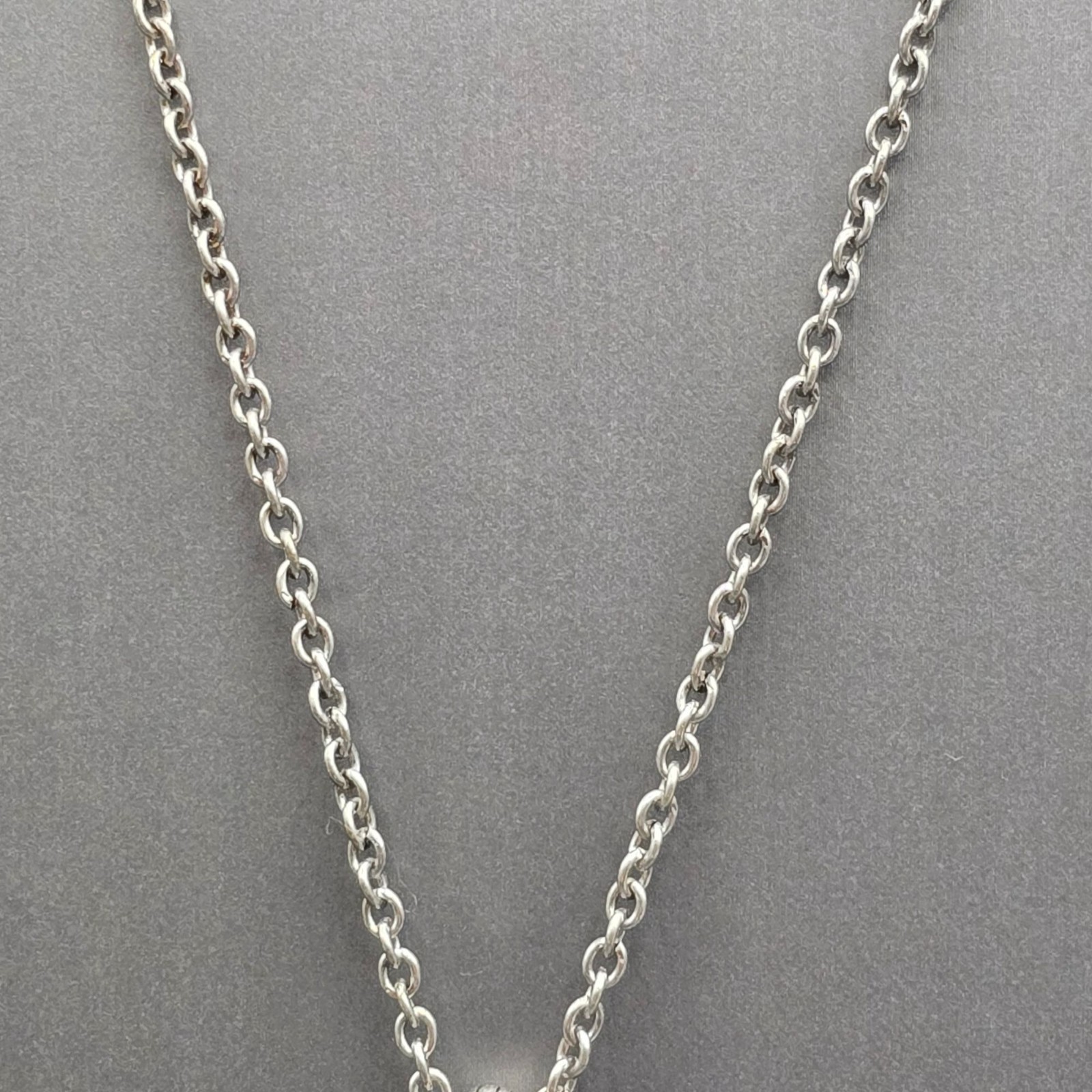 Vintage Blessed Spoon Pendant Necklace Silver Pearl Long Boho Statement Piece