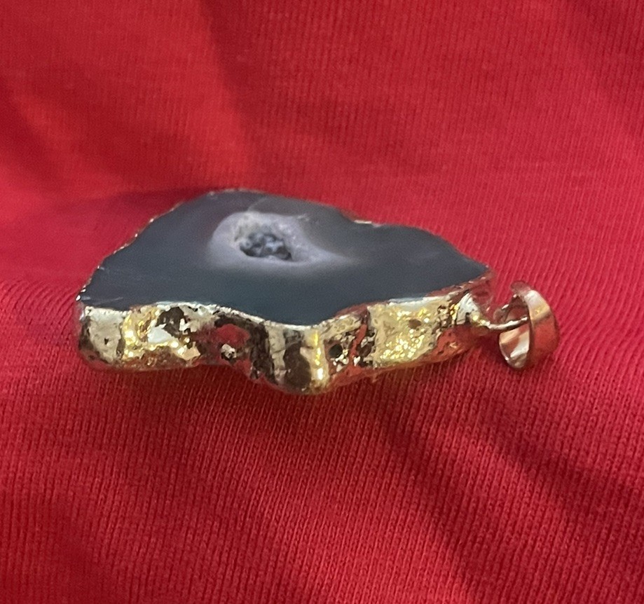 Green Slice Geode Agate Pendant Setting-Handmade (5)