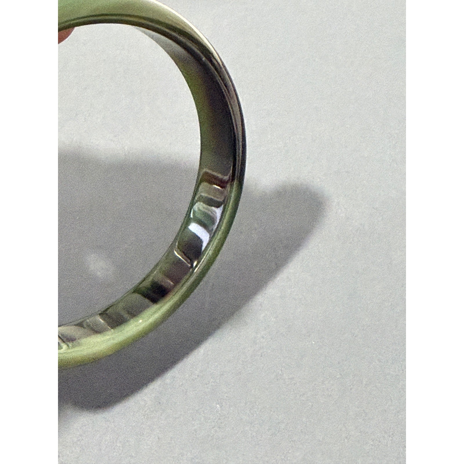 Green Stone Bangle Bracelet Size 6.75 Dark Green Black Streaks