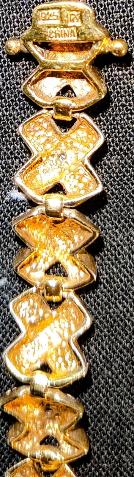 Vintage Gold Vermeil On Sterling Silver 925 X Design bracelet 2 safety Clasps