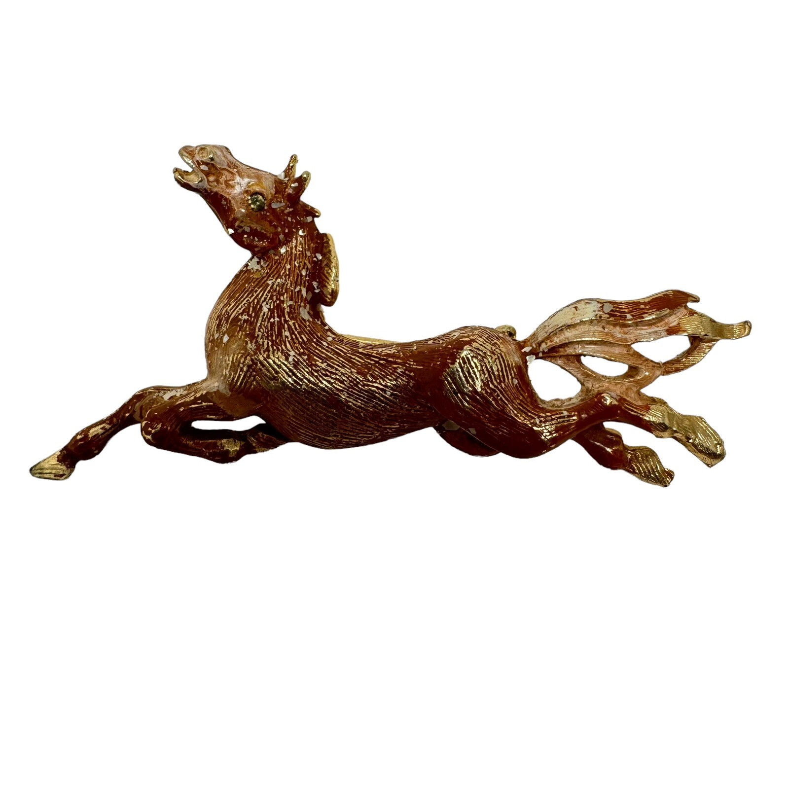 Vintage Pair Enamel Running Horse Brooch Lot