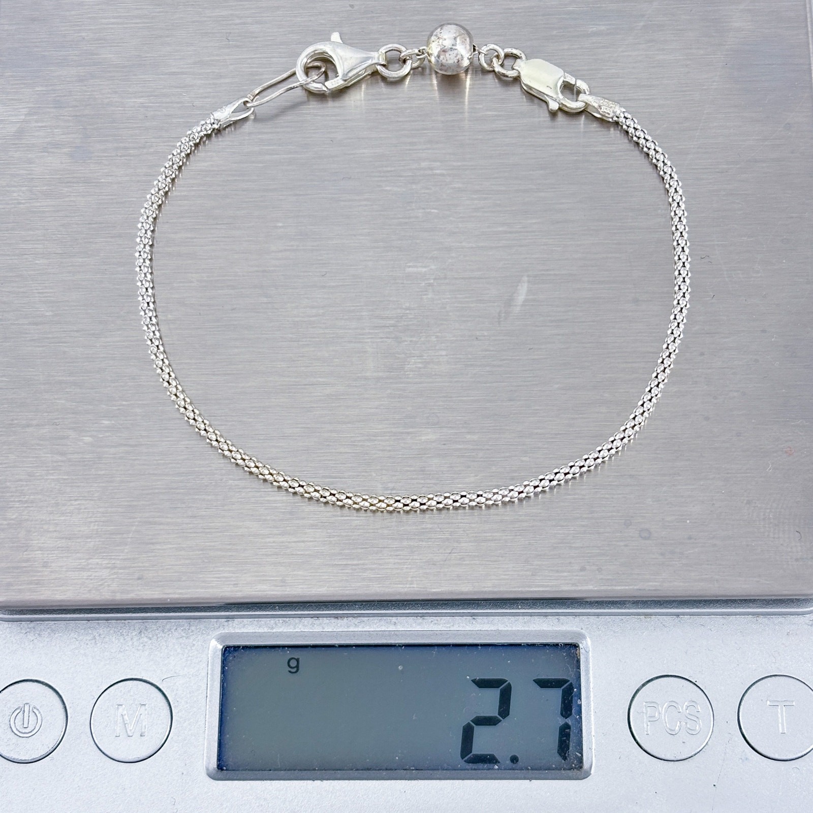 Vintage Sterling Silver 925 Popcorn Chain Bracelet 7.5″