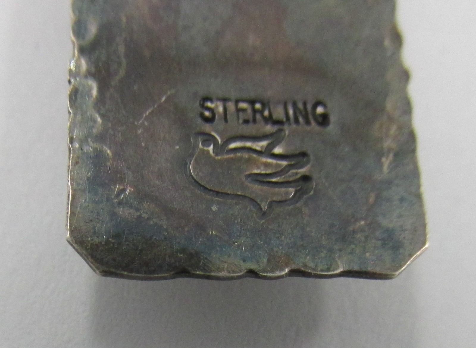Sterling Silver Pendant Glass Domed Top Abstract Design Artisan Vintage Signed