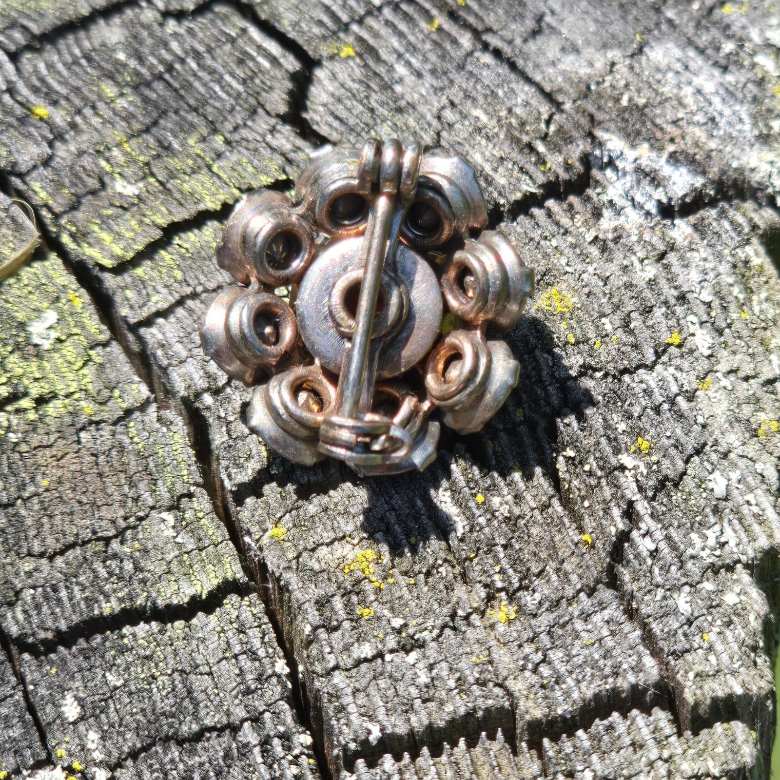 Vintage Amber Rhinestone Brooch Topaz Crystal Cluster Pin jewelry mini Sparkle