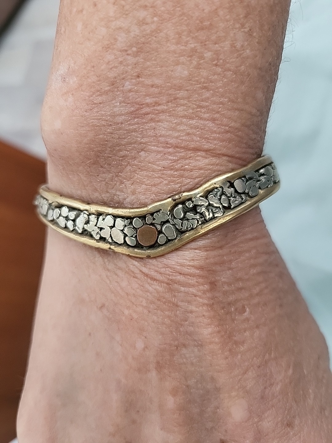 Bought at an estate sale Vintage Mixed Metals Gemstone Cuff Bracelet