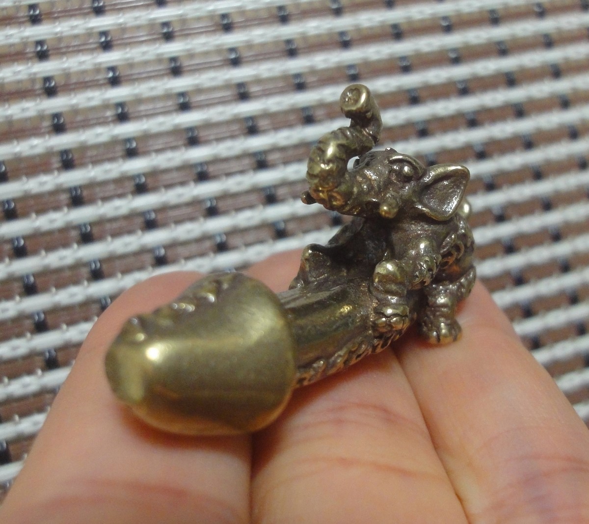 Vintage Solid Brass Elephant Figurine Pendant Charm for Bags and Keyrings