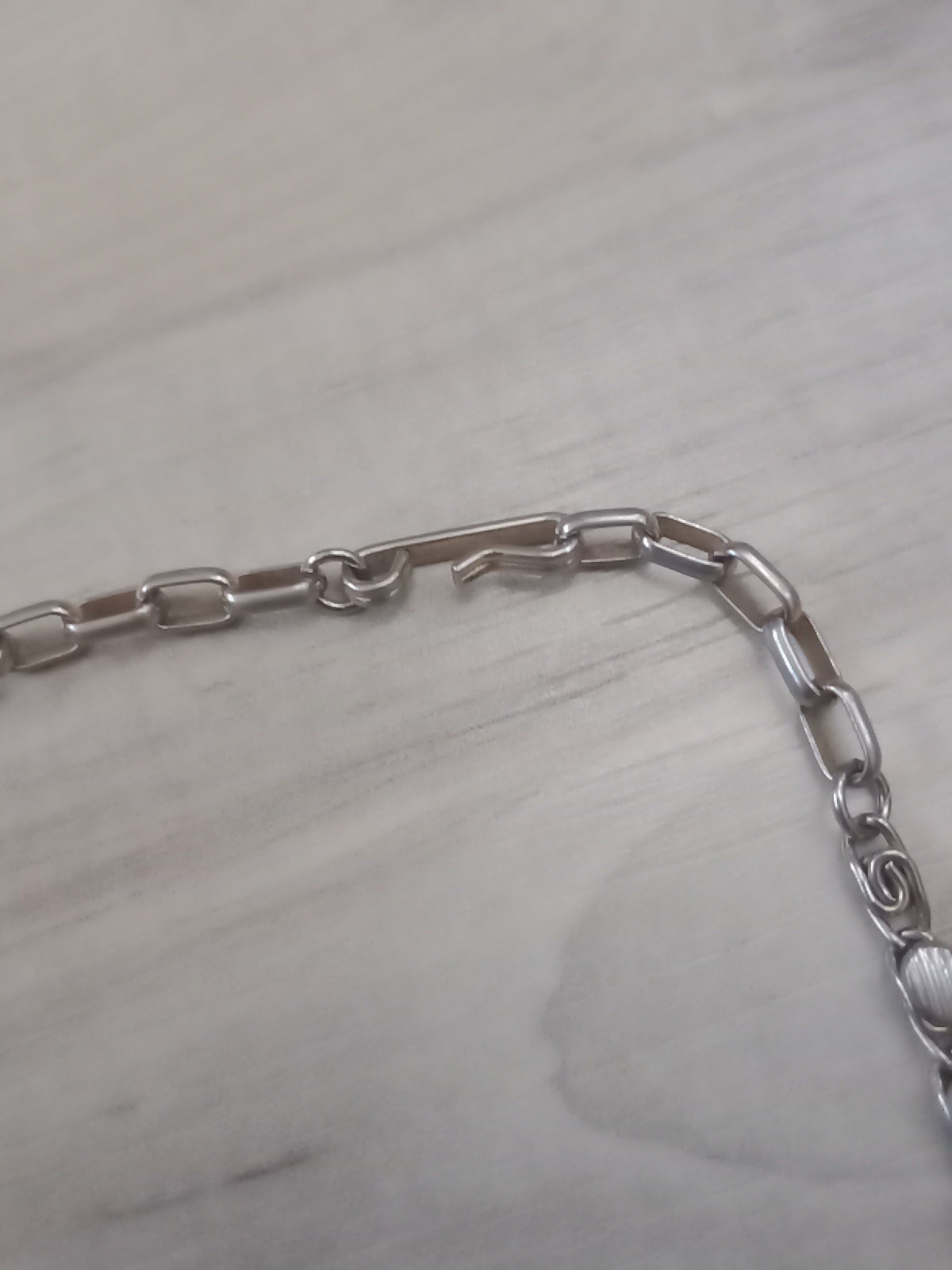 Vintage Short LengthNecklace Silver And Gold Tone Shepard Hook Clasp