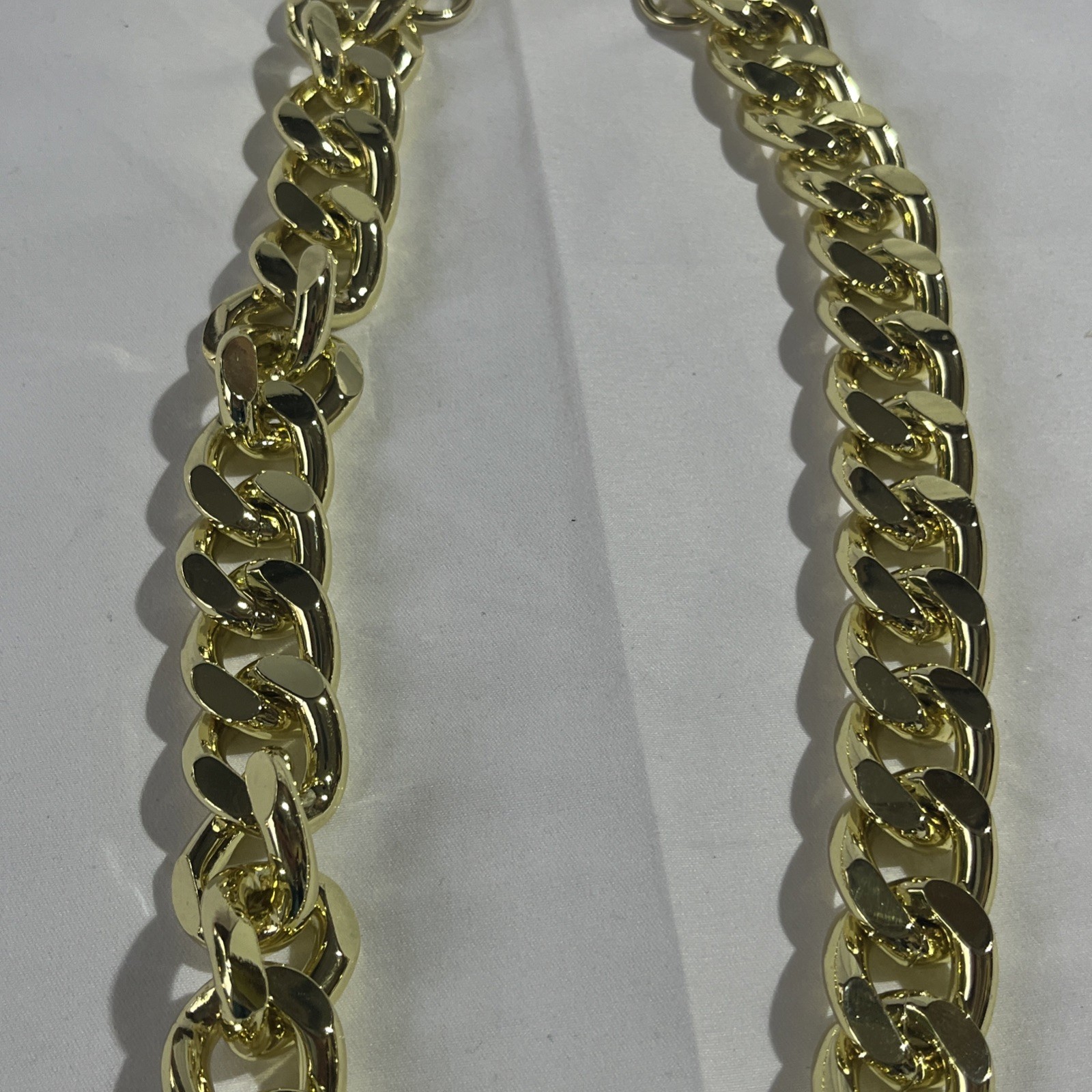 Yellow Gold Plate 20mmmm Wide Thick Curb Adjustable Link Chain Necklace