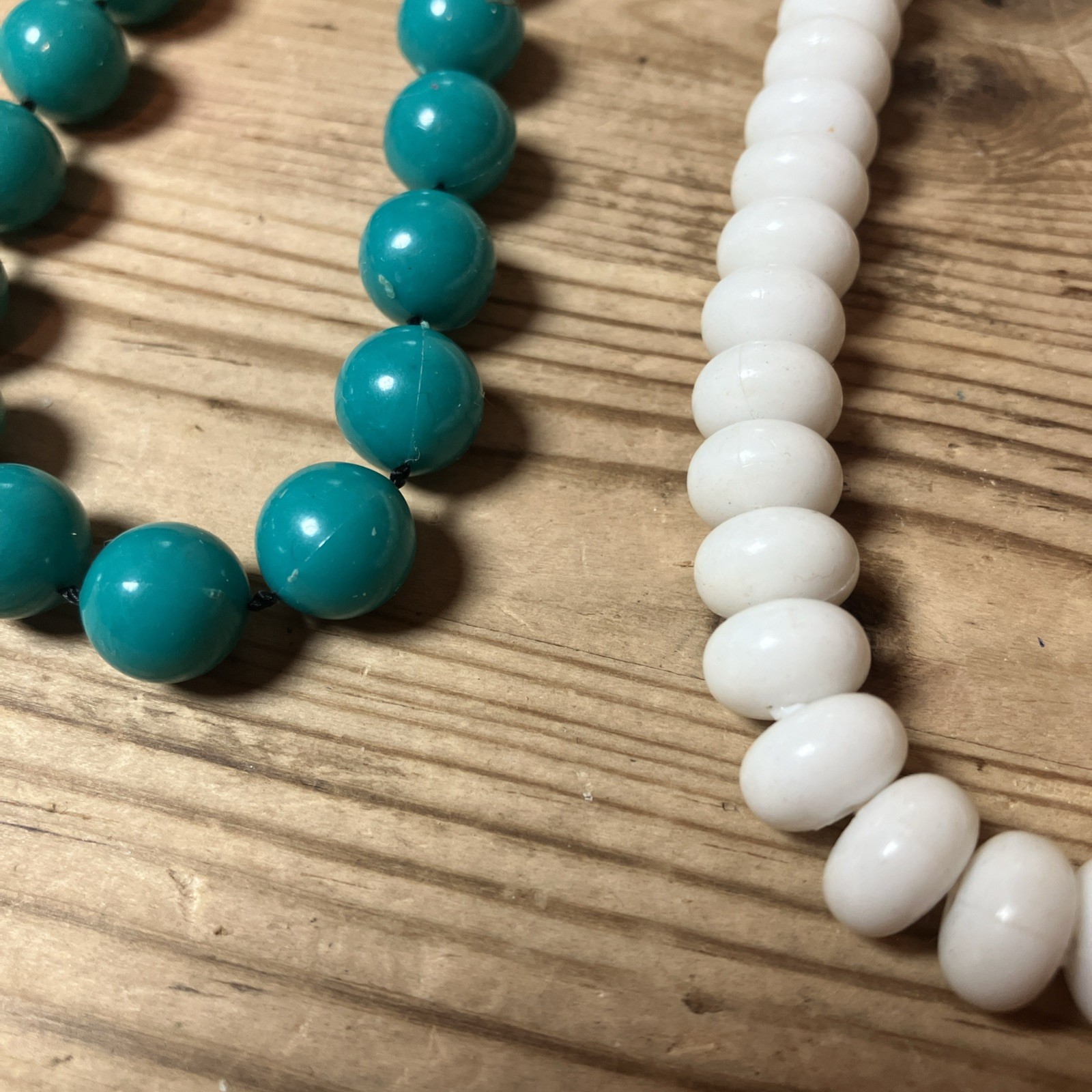 Vintage Costume Beads Lot Of 6 Strands Teal Purple Pink White Dress Up Plastic