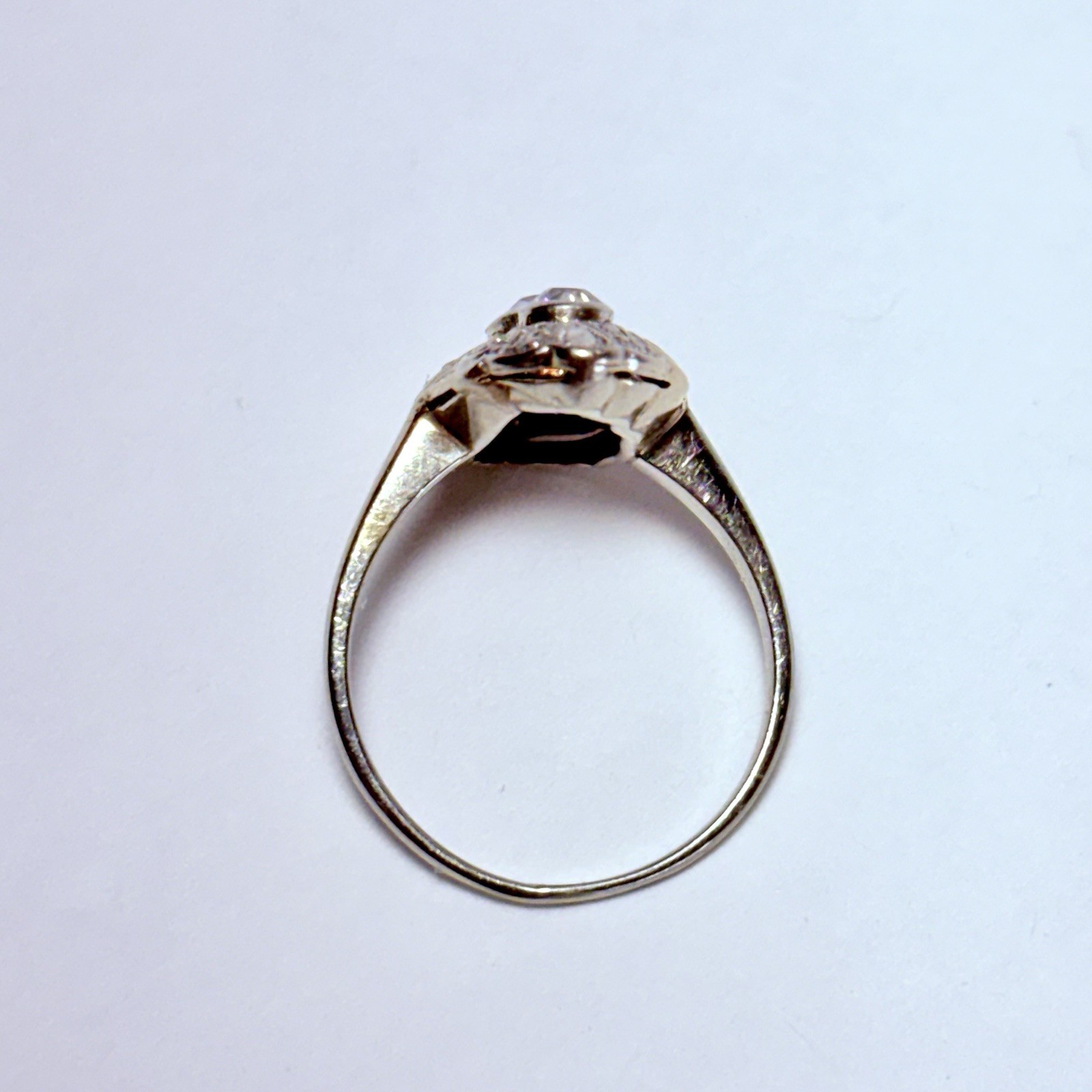 GG Certified 14K Gold .26ctw Old European & Rose Cut Diamond Size 3.75 Ring 2.1g