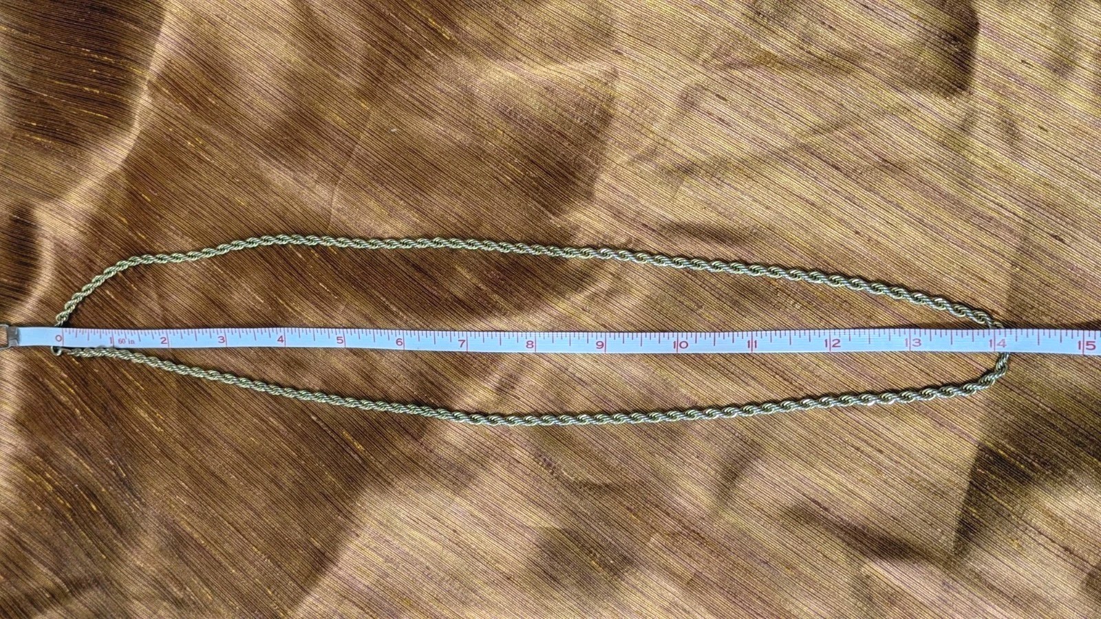 Vintage 80s Gold Plated Twist Chain Necklace 14 Inches With Lobster Claw Clasp