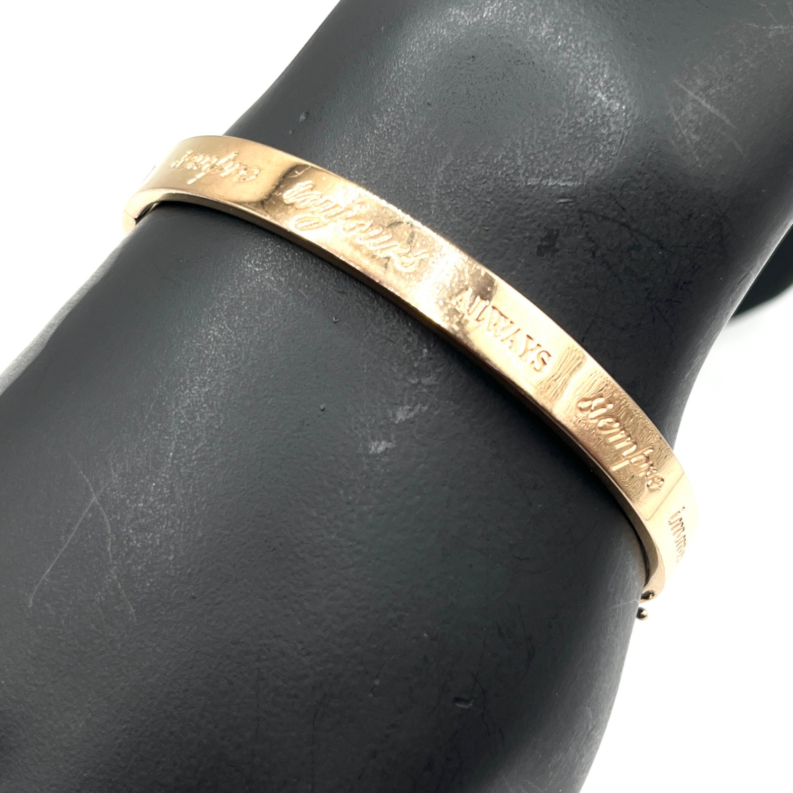 Stella And Dot Hinged Bangle Bracelet Engraved Always Be You Rose Gold Tone