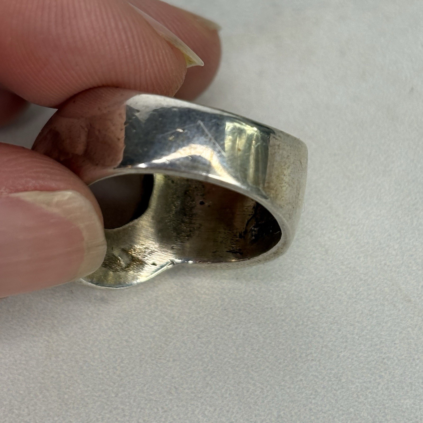 Vintage Taxco Sterling Silver Wave Ring Mexico Modernist Abstract Heavy 22 Grams
