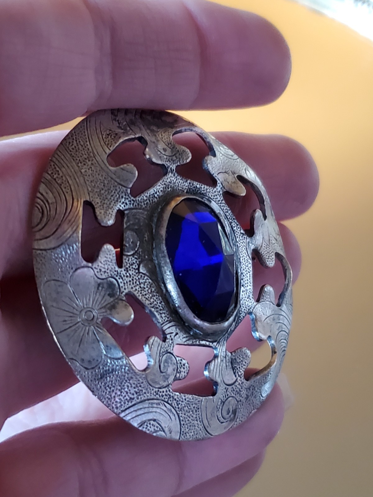 Antique Violet Blue Brooch, vintage pin / jewelry, old, Victorian ?