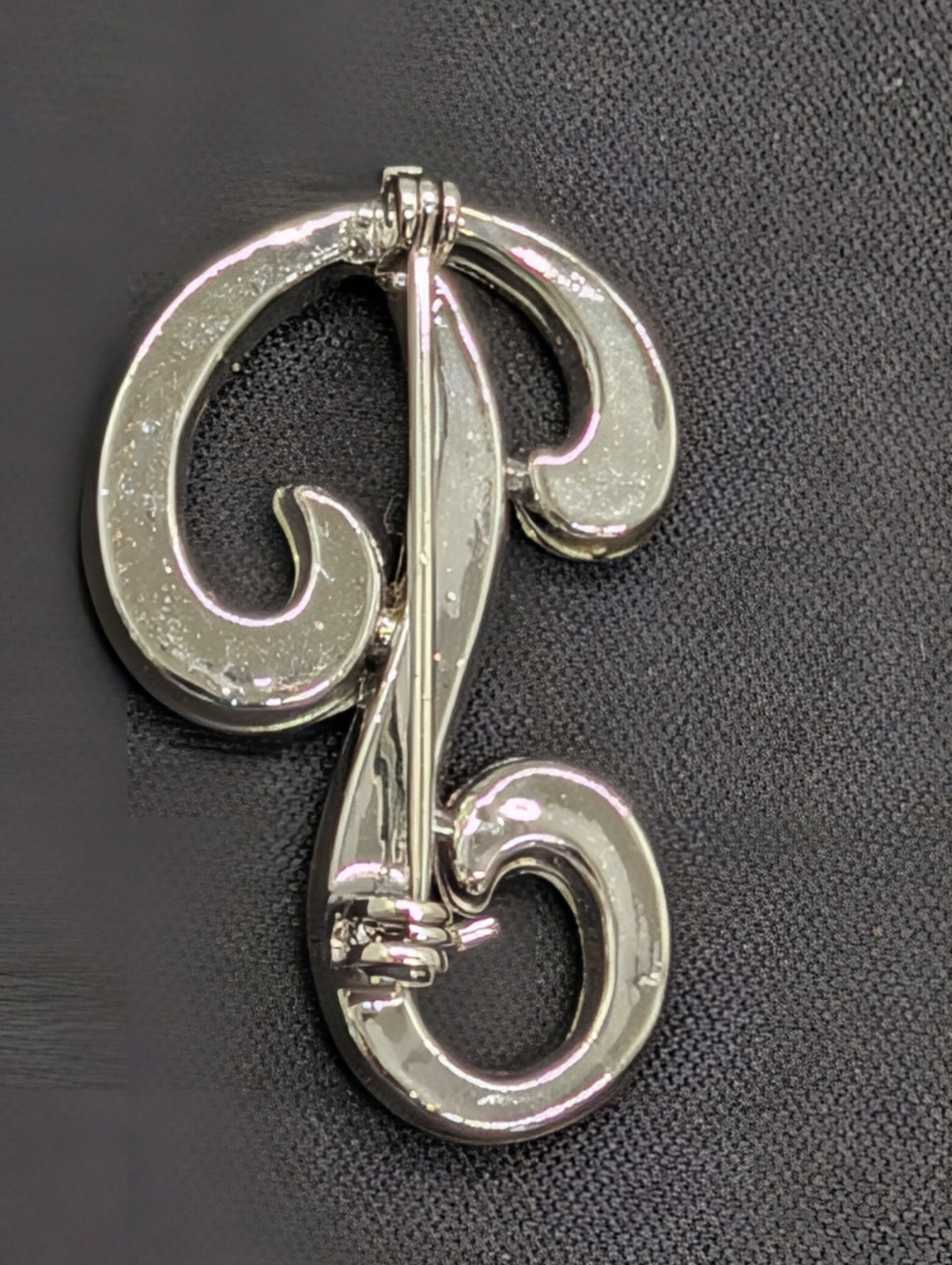 Vintage Rhinestone Initial Brooch Pin – Letter P – Silver Tone Monogram