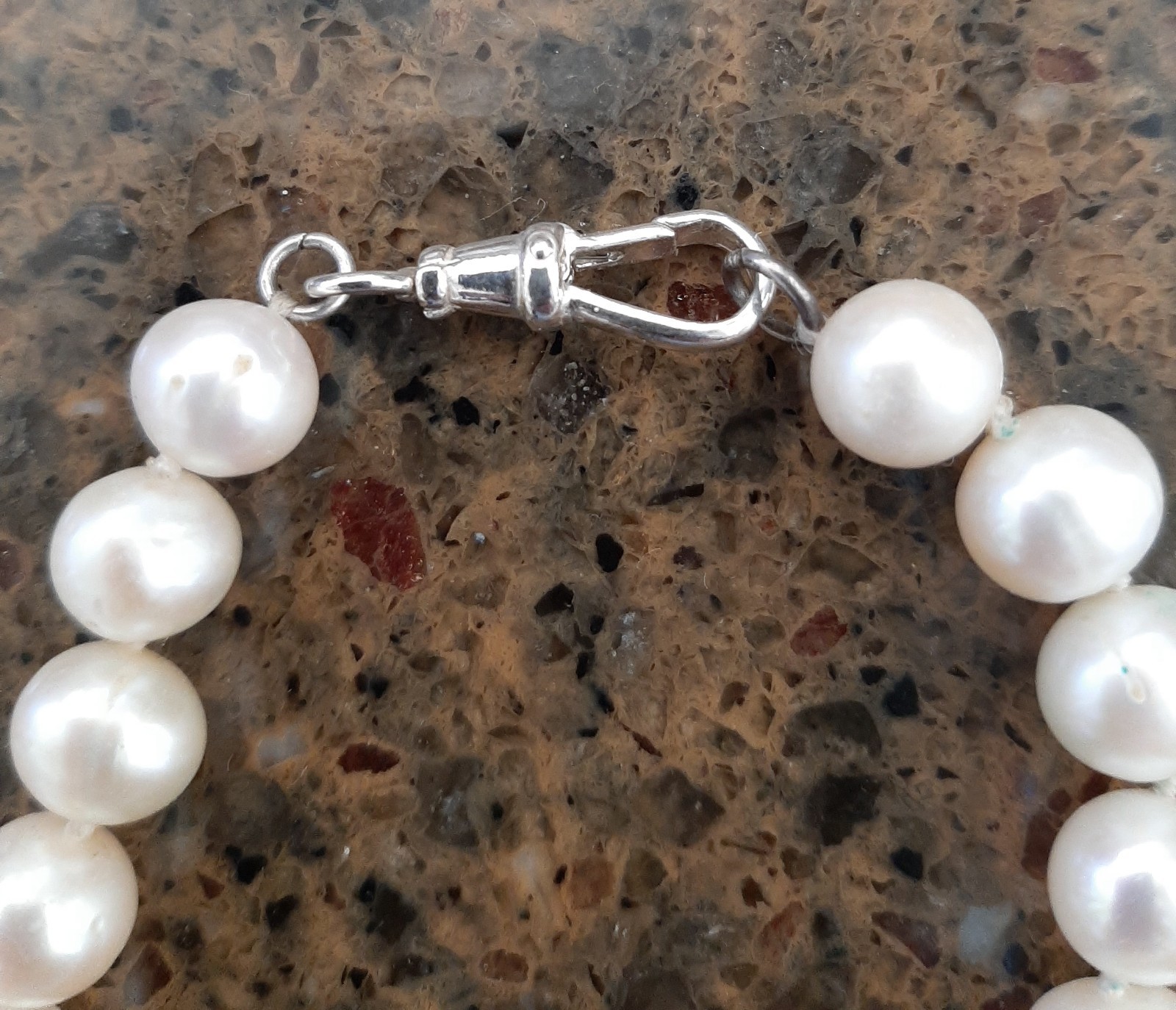 Vintage Baroque Pearl 18″ Silver 925 Clasp Asymmetric Necklace w/Onyx & Silver