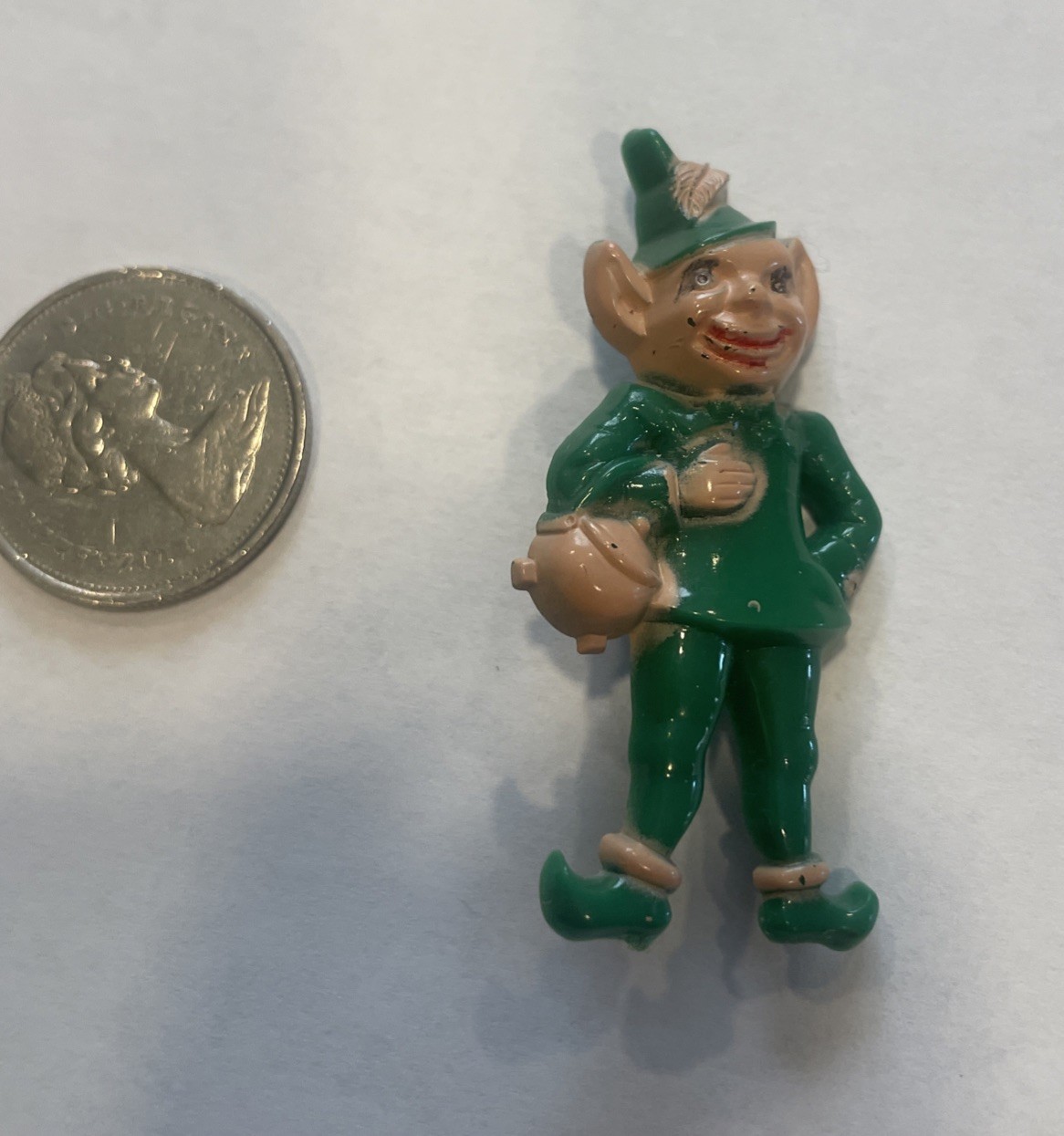 VINTAGE LEPRECHAUN Pixie ST. PADDY’S DAY Plastic Pin