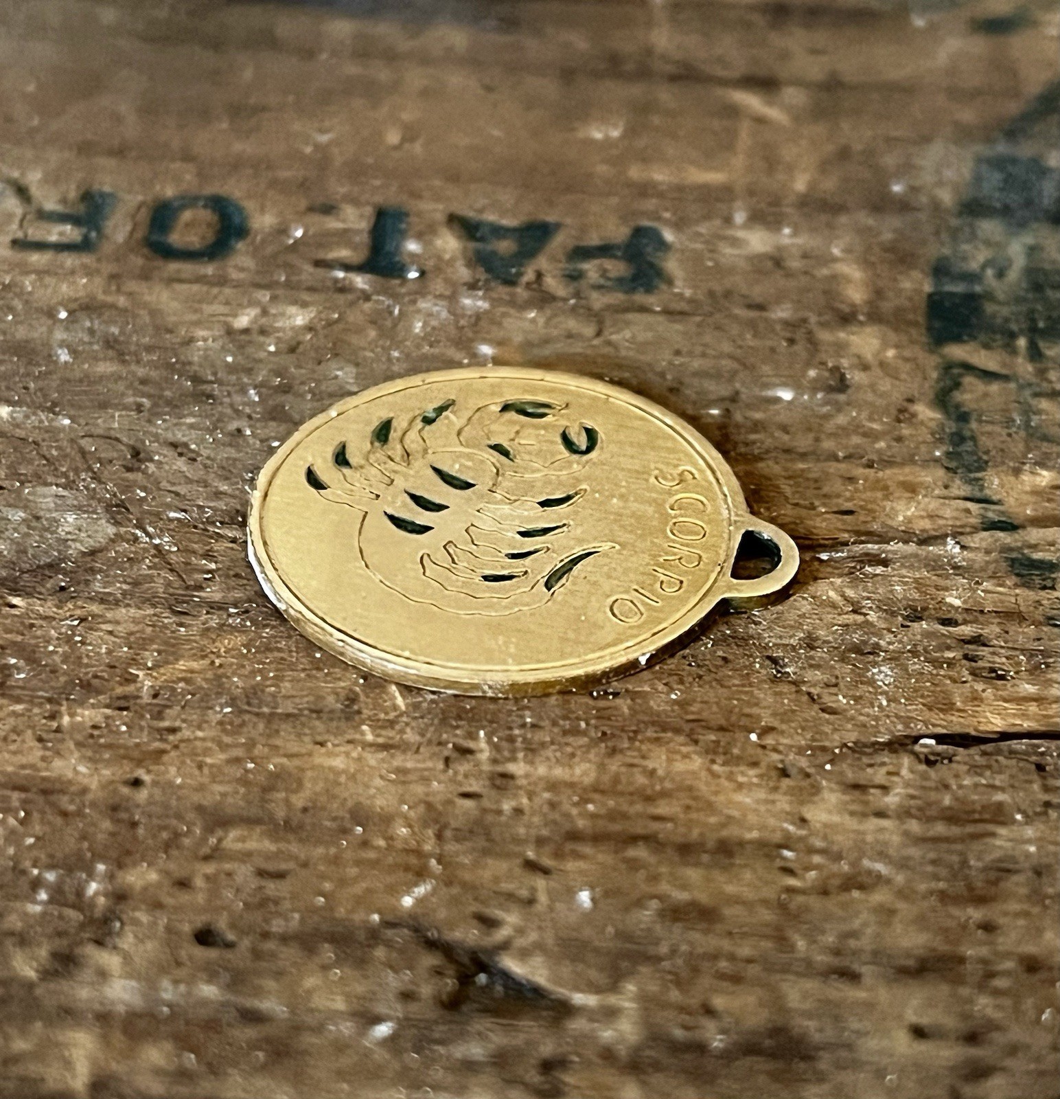 Vintage Scorpio Zodiac Round Brass Pendant Charm Horoscope (NO CHAIN INCLUDED)