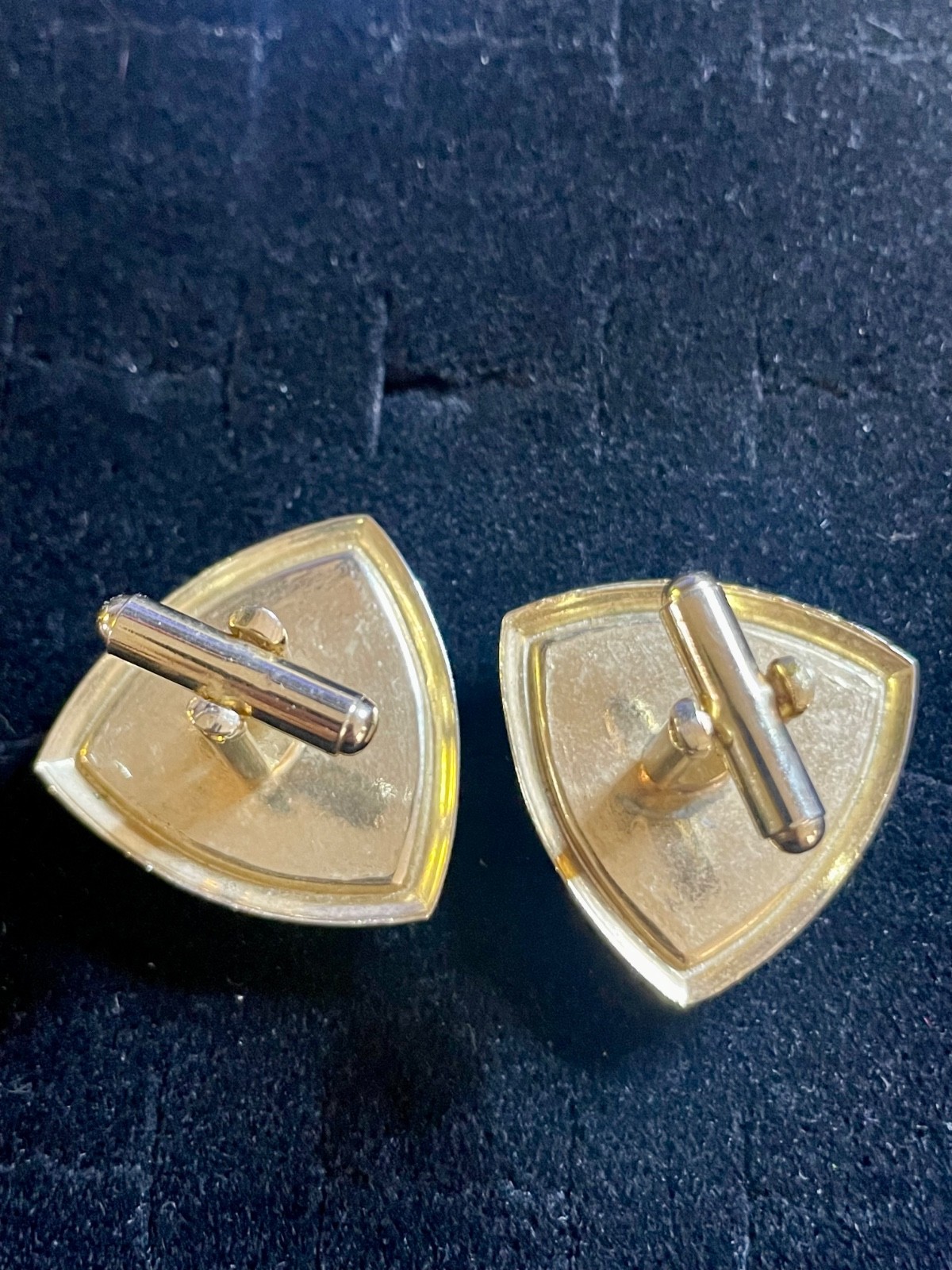 Vintage Reverse Painted Lion Gold Tonę Cufflinks Crest White Border MCM