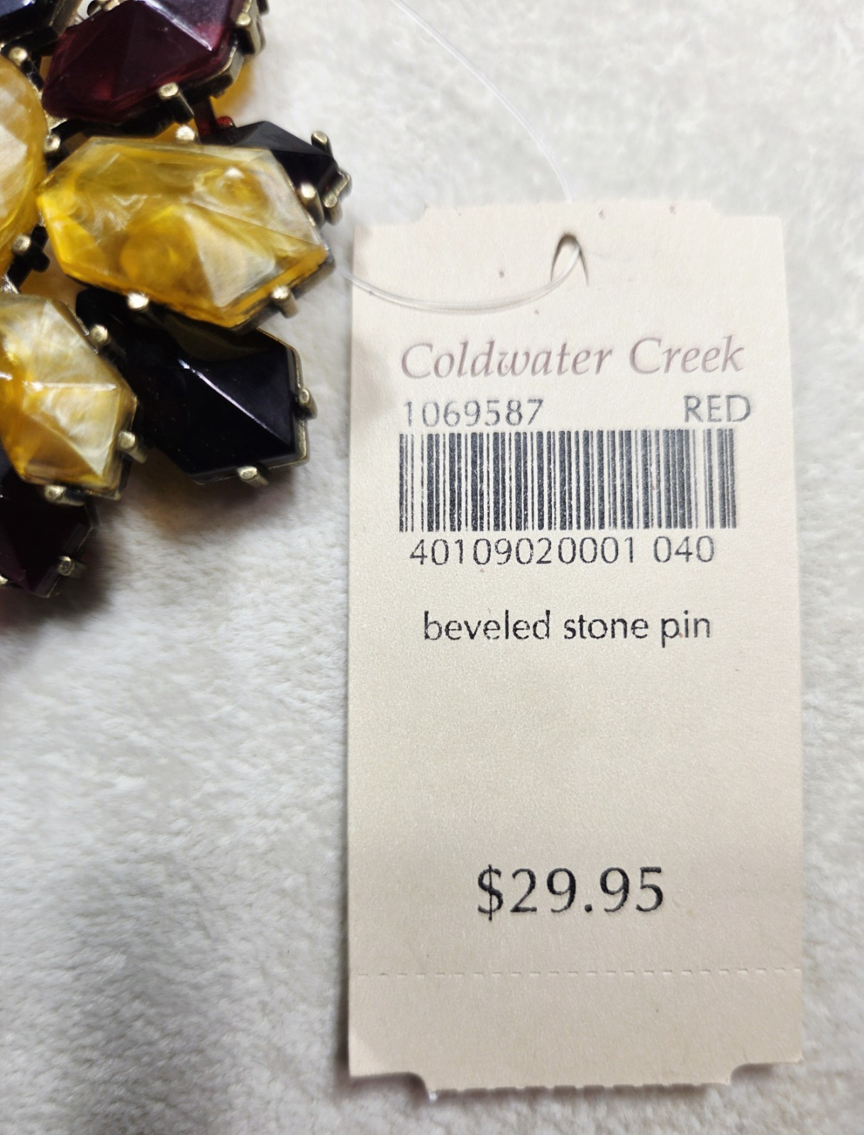 Vintage Coldwater Creek Multi-Color Lucite Faux Stones Layered Tone Brooch Pin