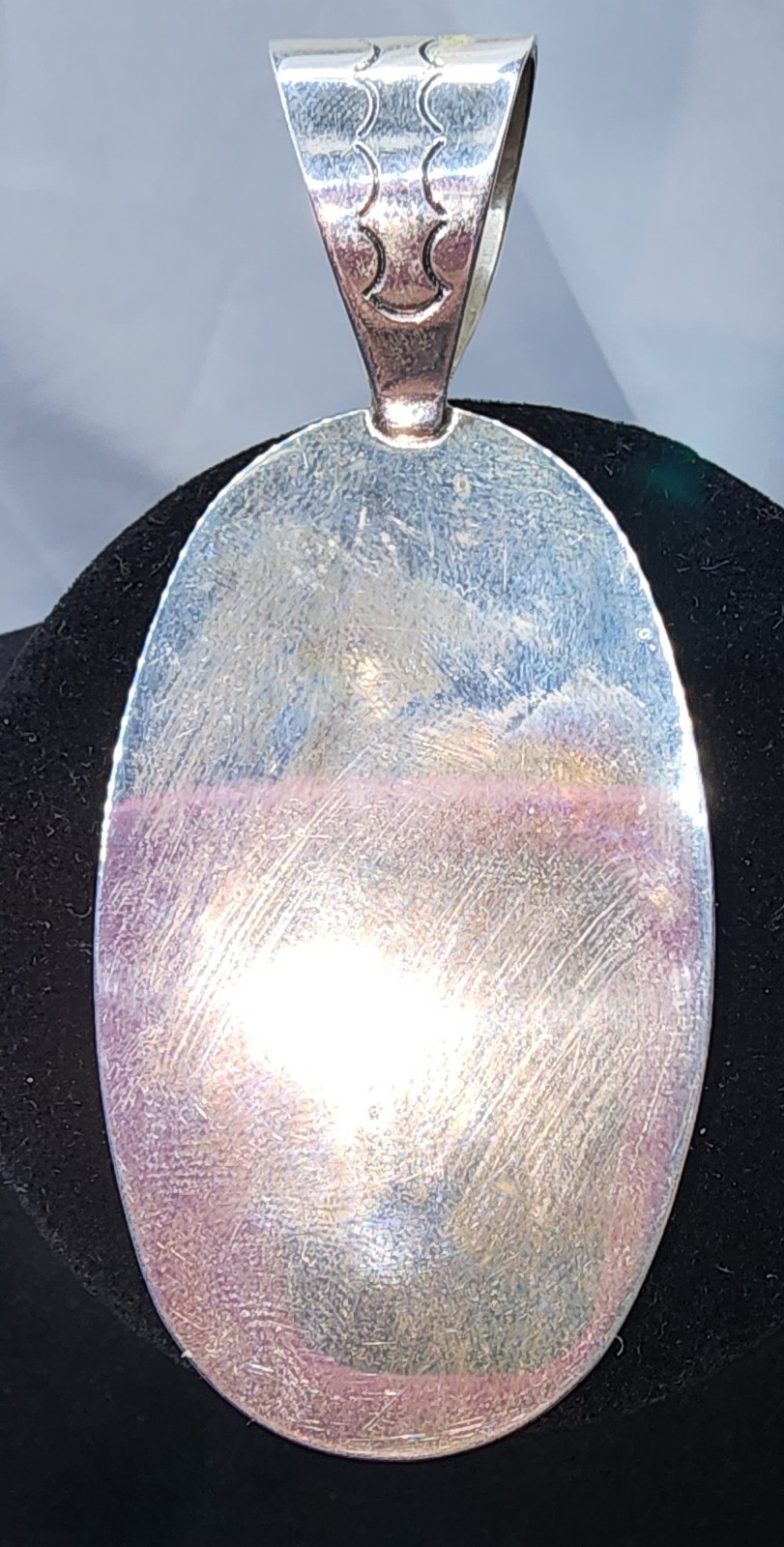 Vtg Sterling Silver Signed DRT Mother of Pearl Inlay shadow box style Pendant