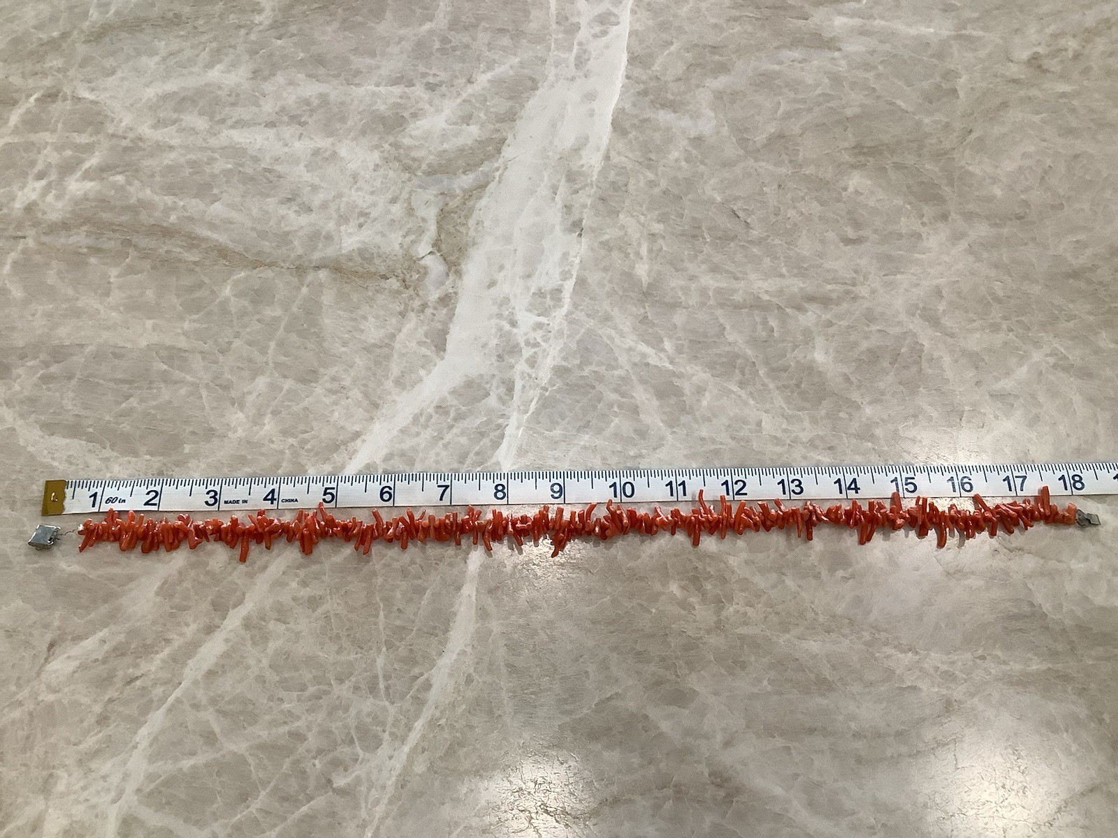 Vintage 18” Coral Branches Necklace Crystal Flower Clasp