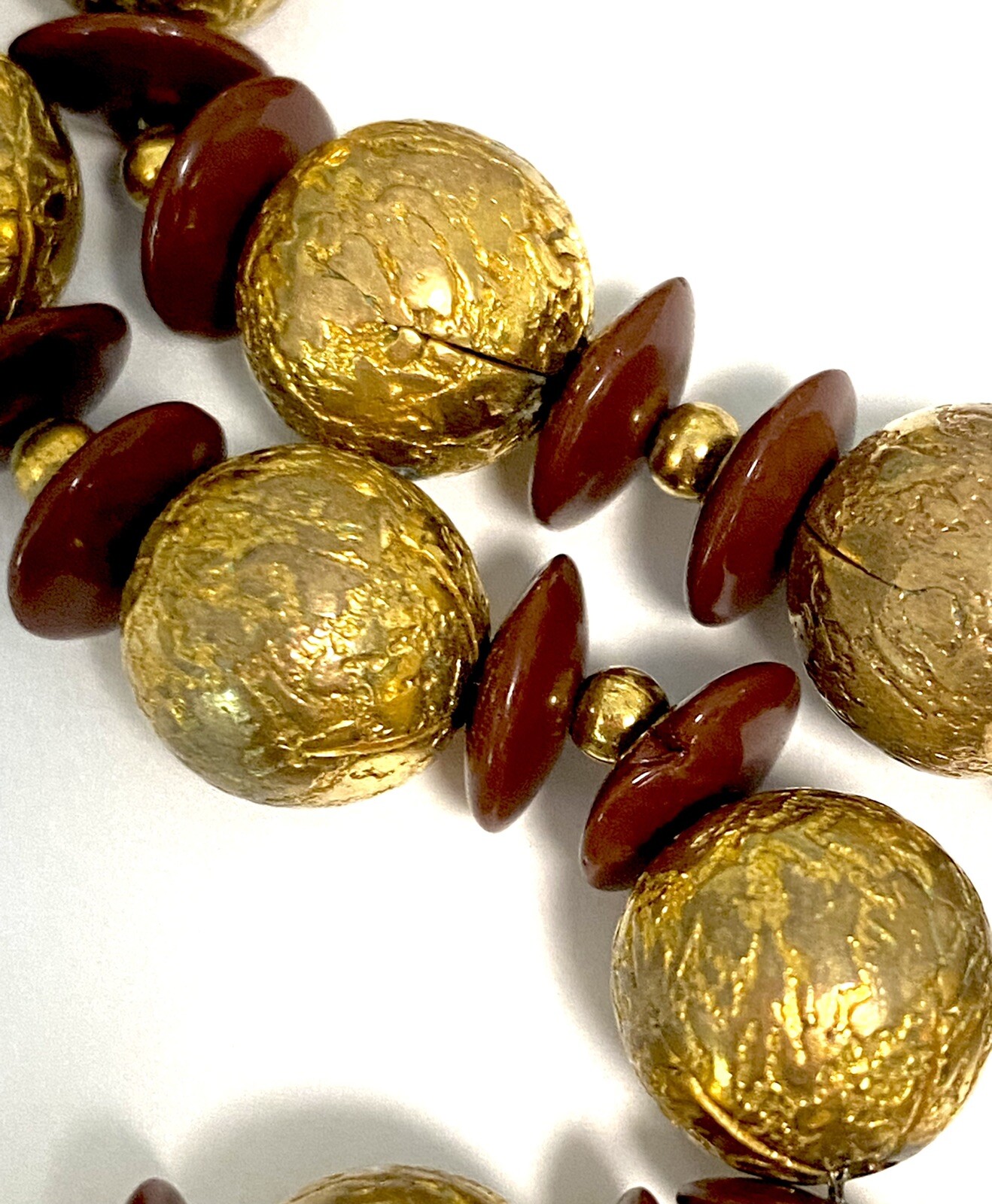 VTG CZECH Art Deco Gold Foiled Glass & Glass Spacers NECKLACE