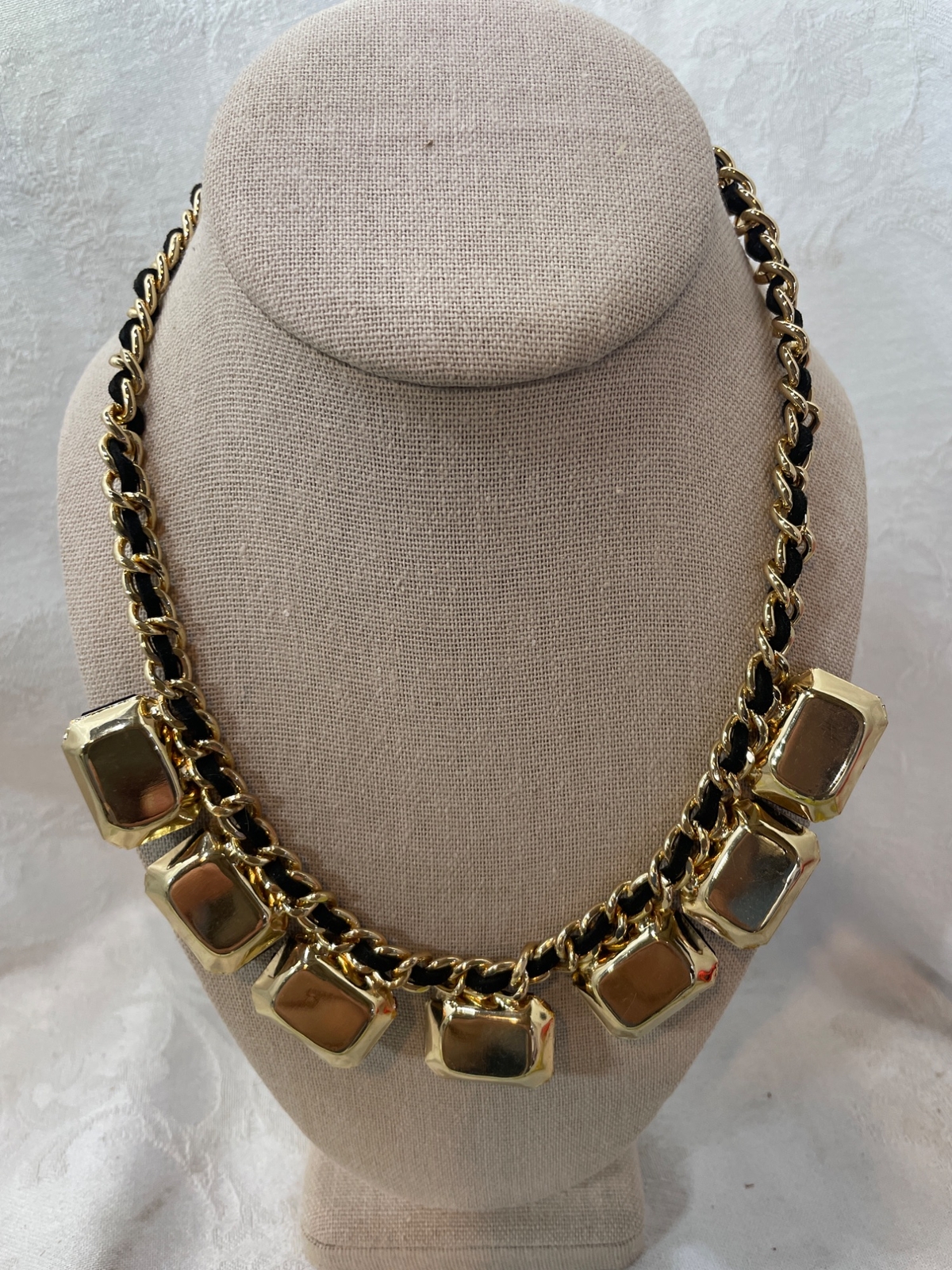 Vintage Costume Chunky Black Glass Lobster Claw Clasp Necklace