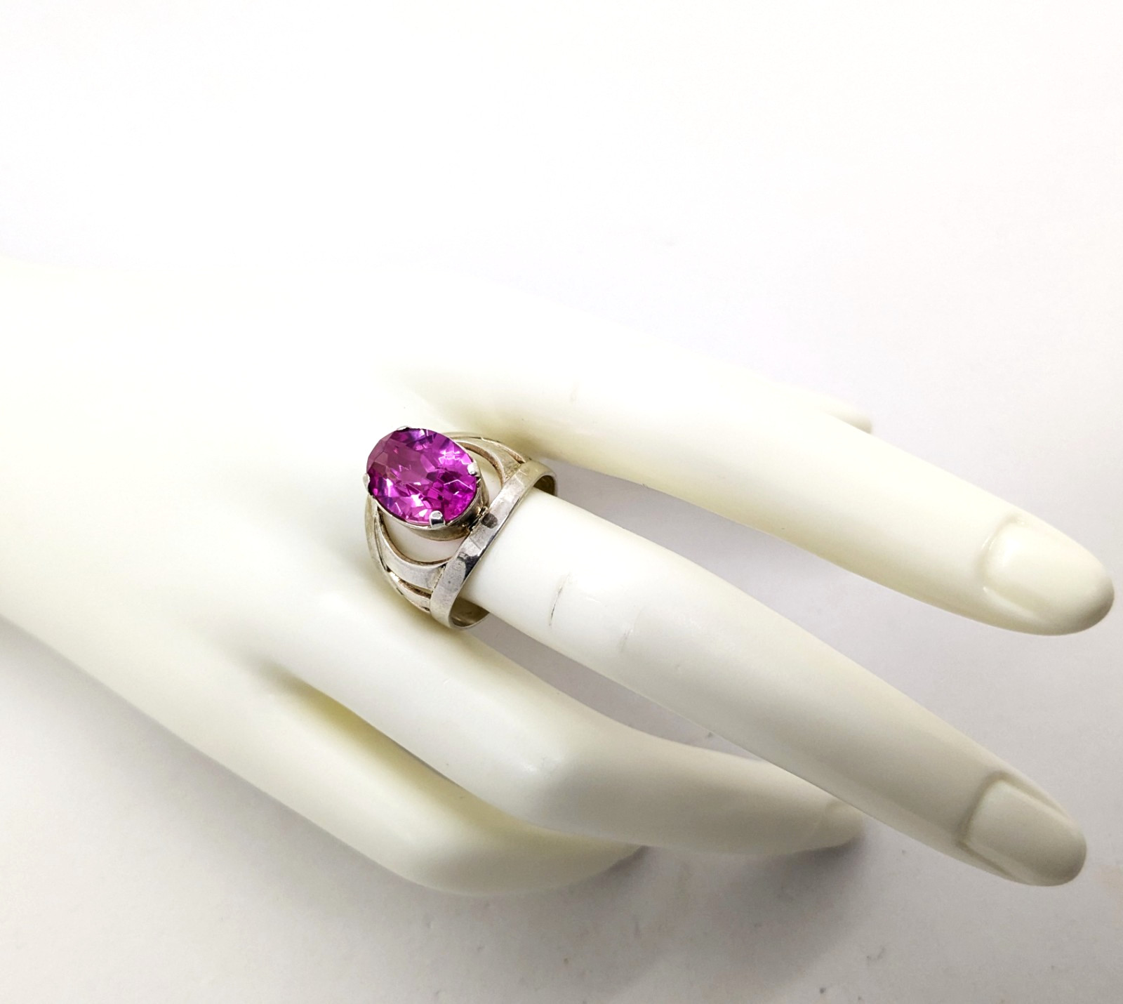 Vintage Luxury Soviet RING Silver⭐️875 with Big Bright Ruby -10.5US (20mm) | #77