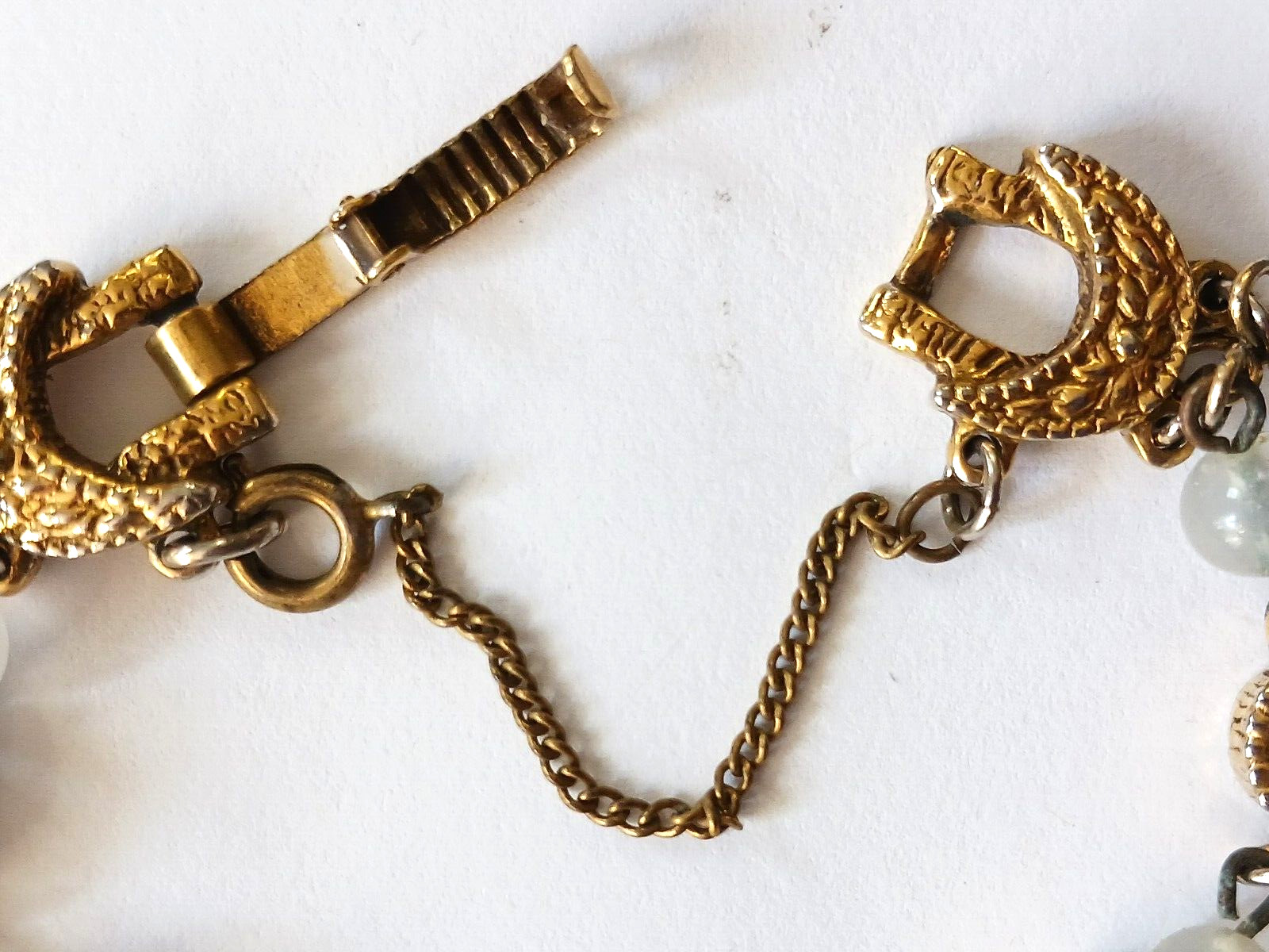 Vintage bracelets. box clasp. safety chain lock, Anchors, stones, rhinestones. 4