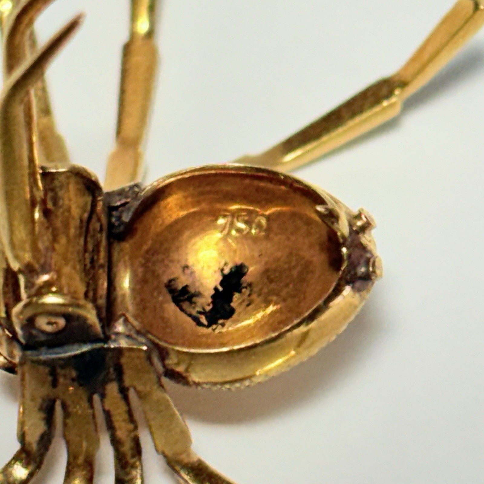 18K Yellow Gold Spider 39mm Brooch Pin 5.0g
