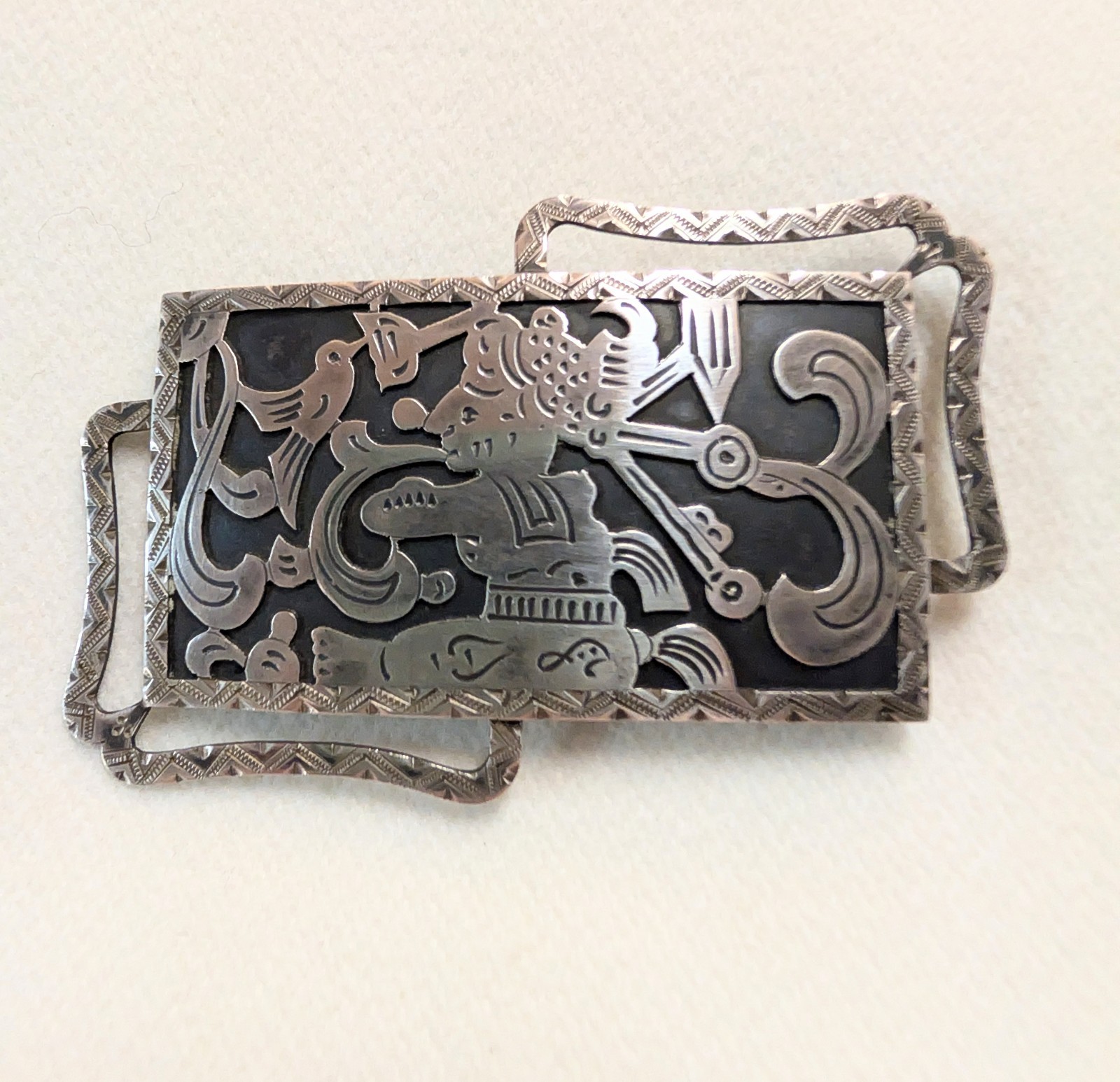 Vintage La Dama Guatemala Silver Brooch Sterling Quetzalcoatl Pin
