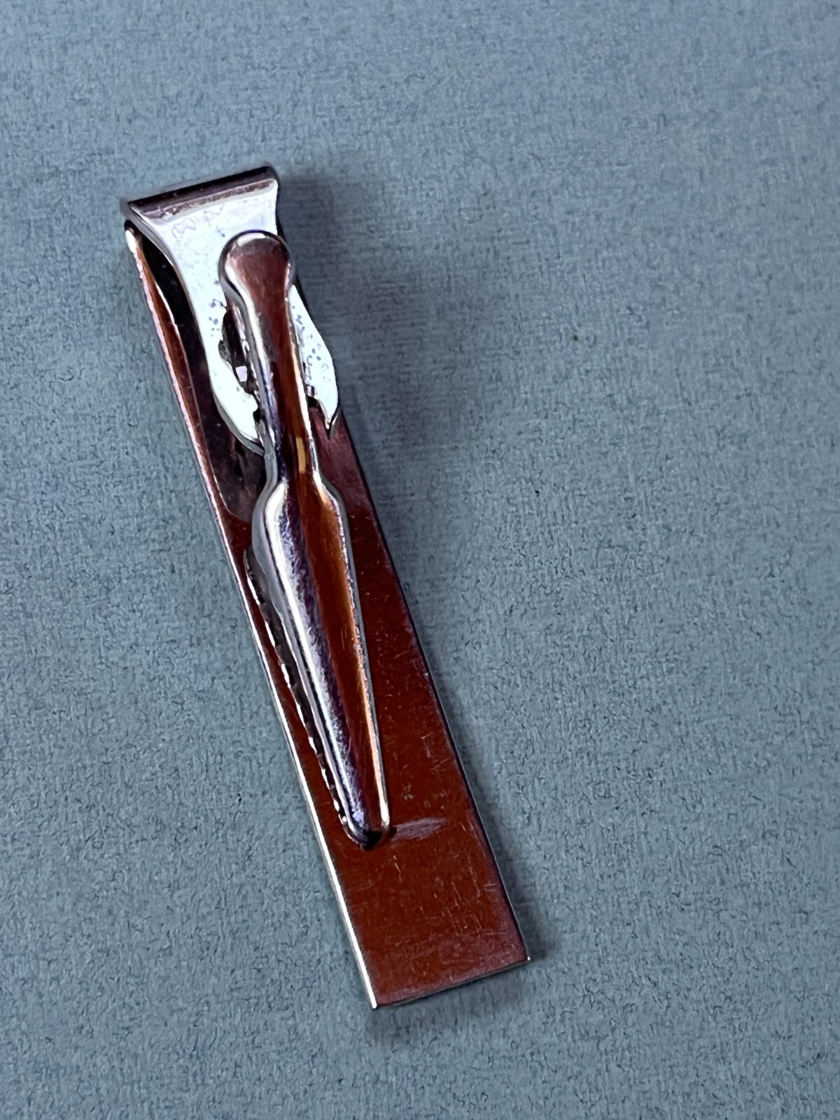 Vintage Etched Floral Silvertone Rectangle Tie Clip – 3/8th’s x 2 inches – GOOD