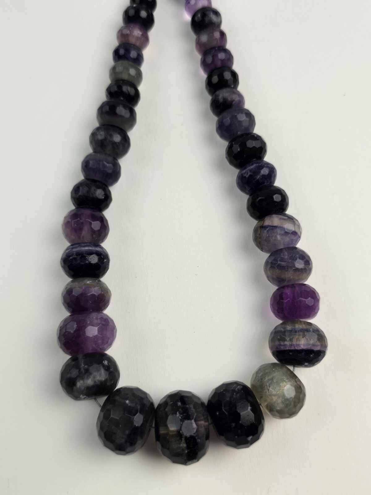 Sterling Silver Large Faceted Shades Purple Amethyst Graduated Bead Necklace 20″