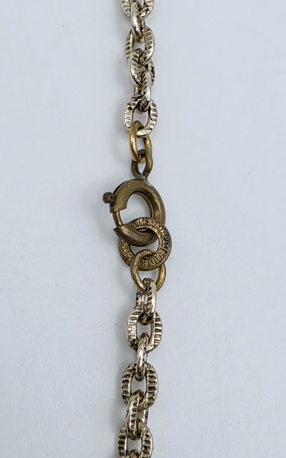 Vtg West Germany Filigree Pendant Necklace Pink Faux Opal Rhinestone Pearl