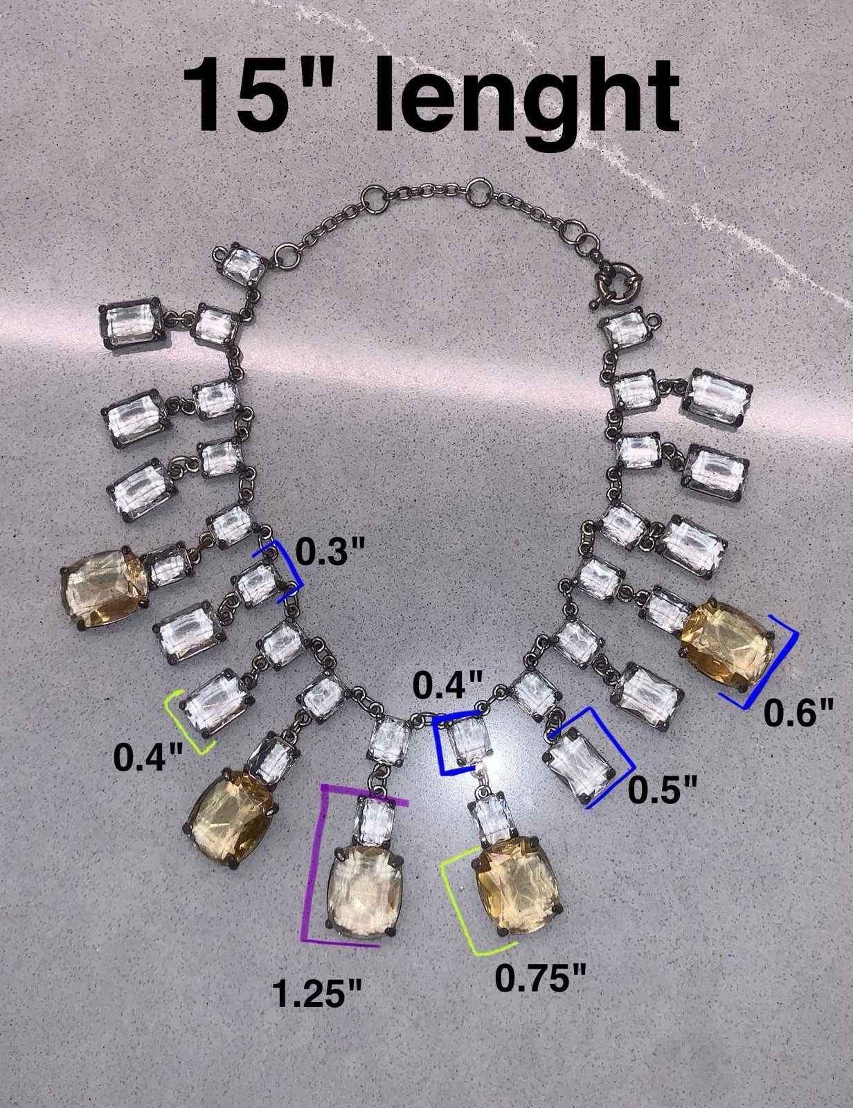 Vintage Cascading Chandelier Paste Dangle Couture Festoon Bib Dripping Necklace