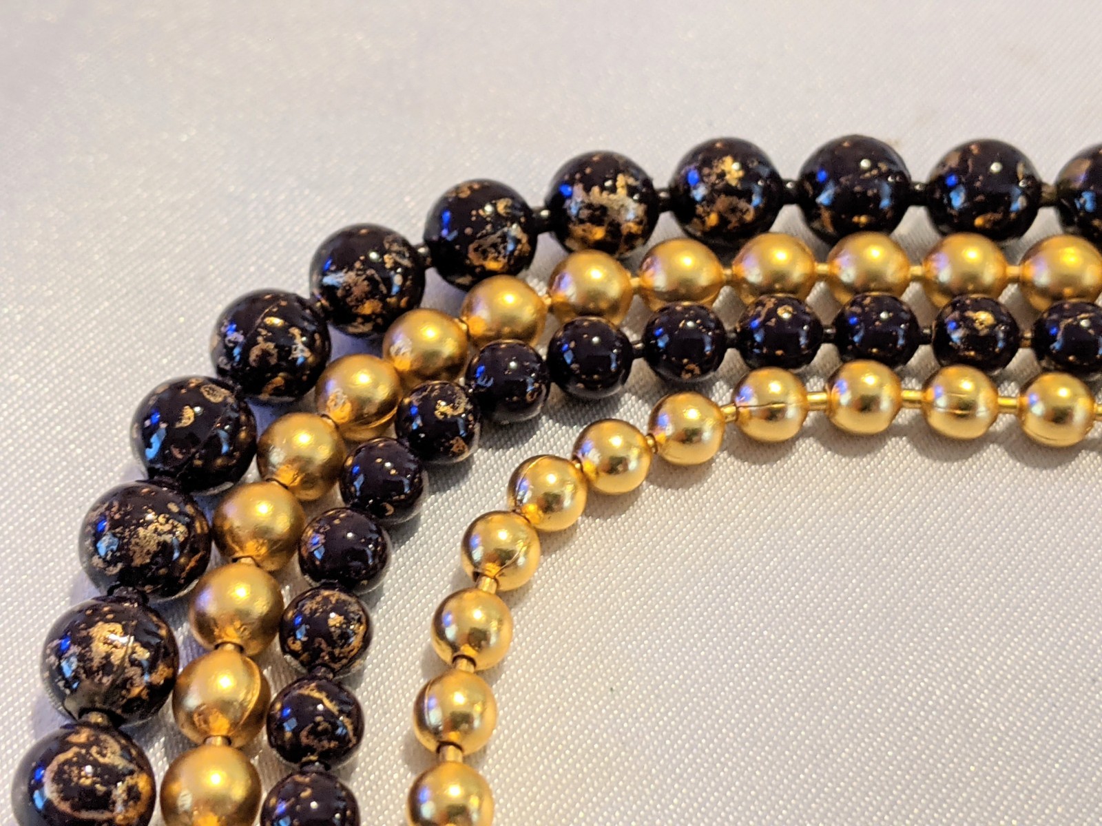 Vintage GEORGIOU Layered Beaded 4-Strand Necklace 27″ Purple/Brown w/ Gold Heavy