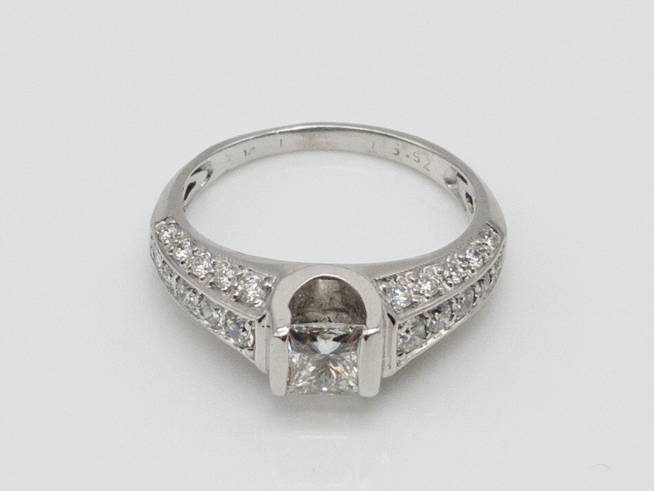 Designer $5000 1.52ct VS H Princess Cut Diamond 14k White Gold Wedding Ring