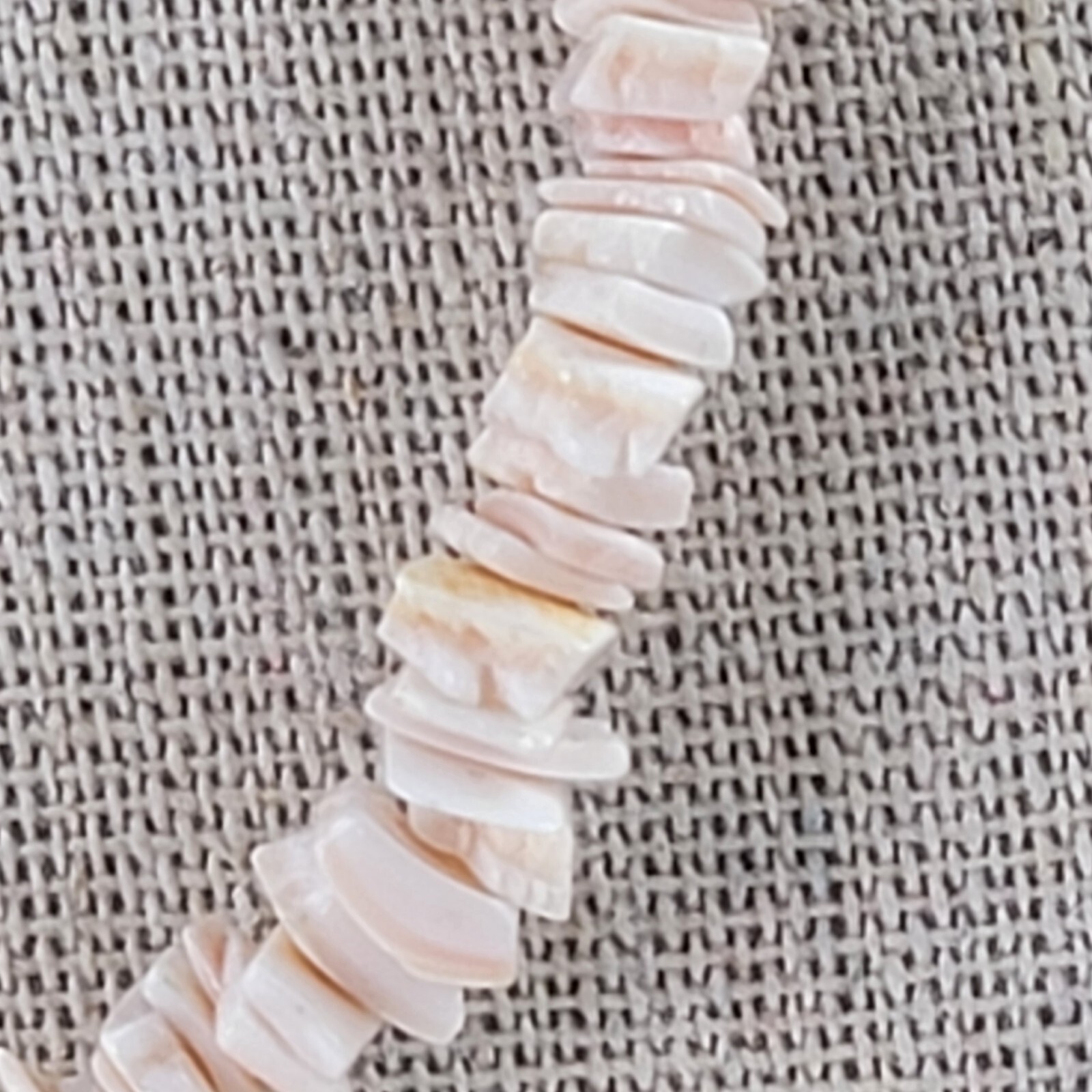 Vintage Puka Shell Necklace 16.5 in Pastel Pink Spring Ring Clasp