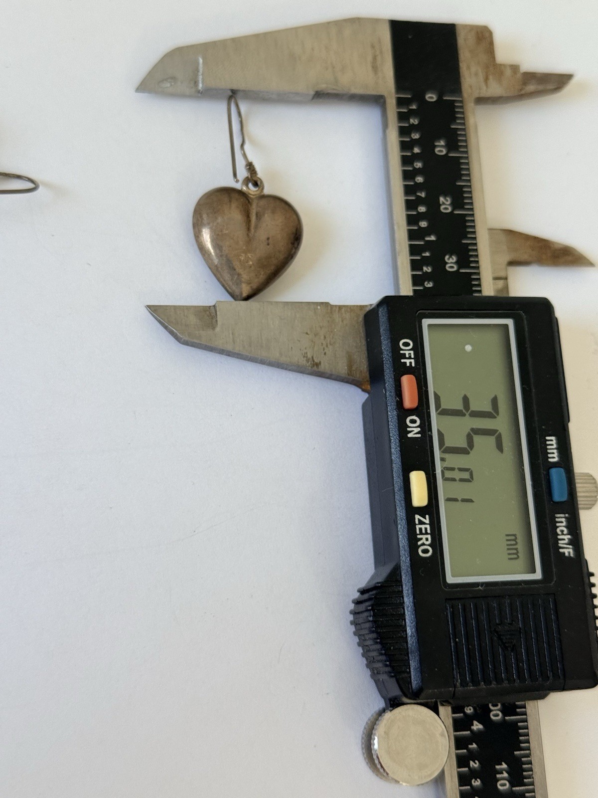 Vintage Sterling Silver 925 Puffy Heart Drop Dangle Hook Earrings