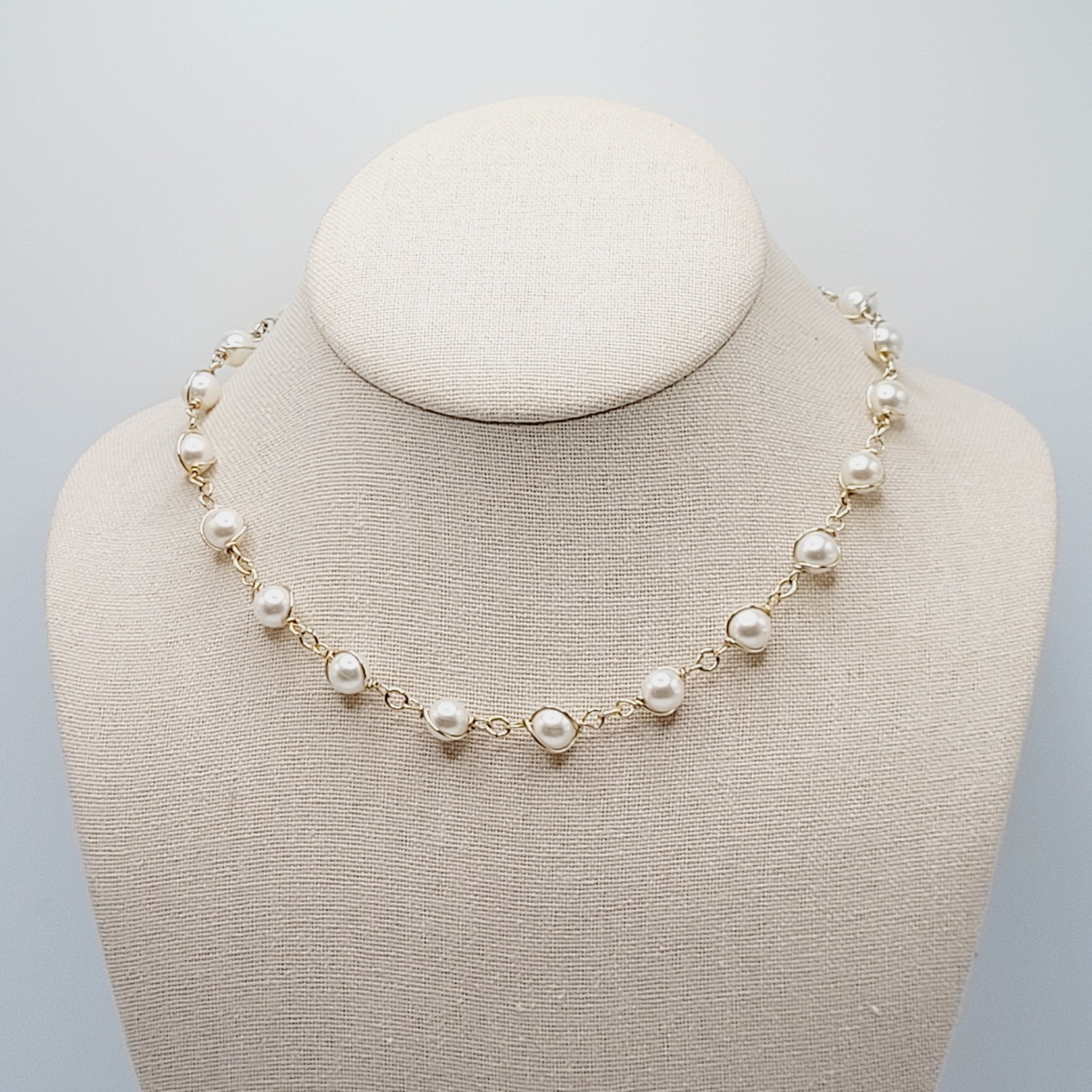 Sarah Coventry Faux Pearl Caged Style Bracelet 7.25 in Necklace 16 in Vtg Signed