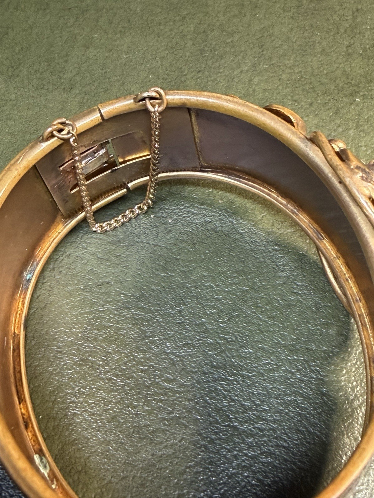 Antique Victorian Porcelain Miniature Portrait Bangle Cuff Bracelet C. 1900