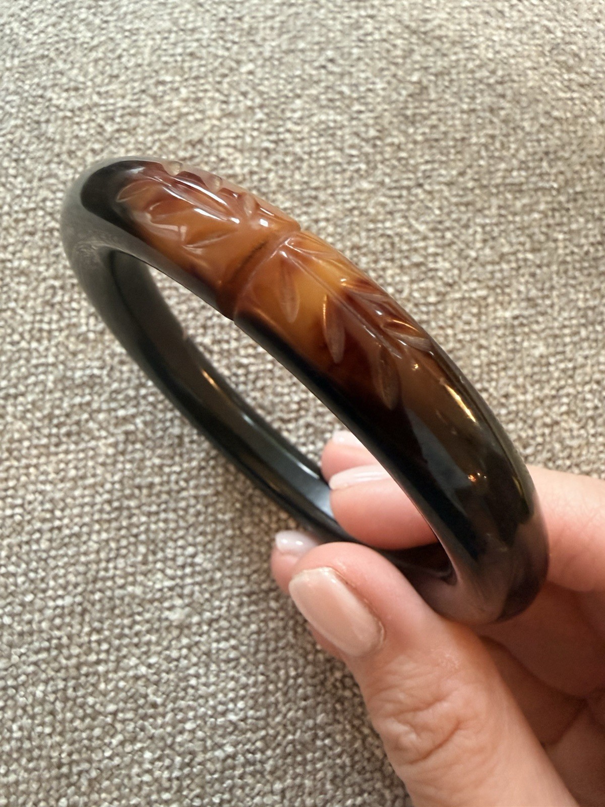 Vintage Carved Overdyed Bakelite Bangle