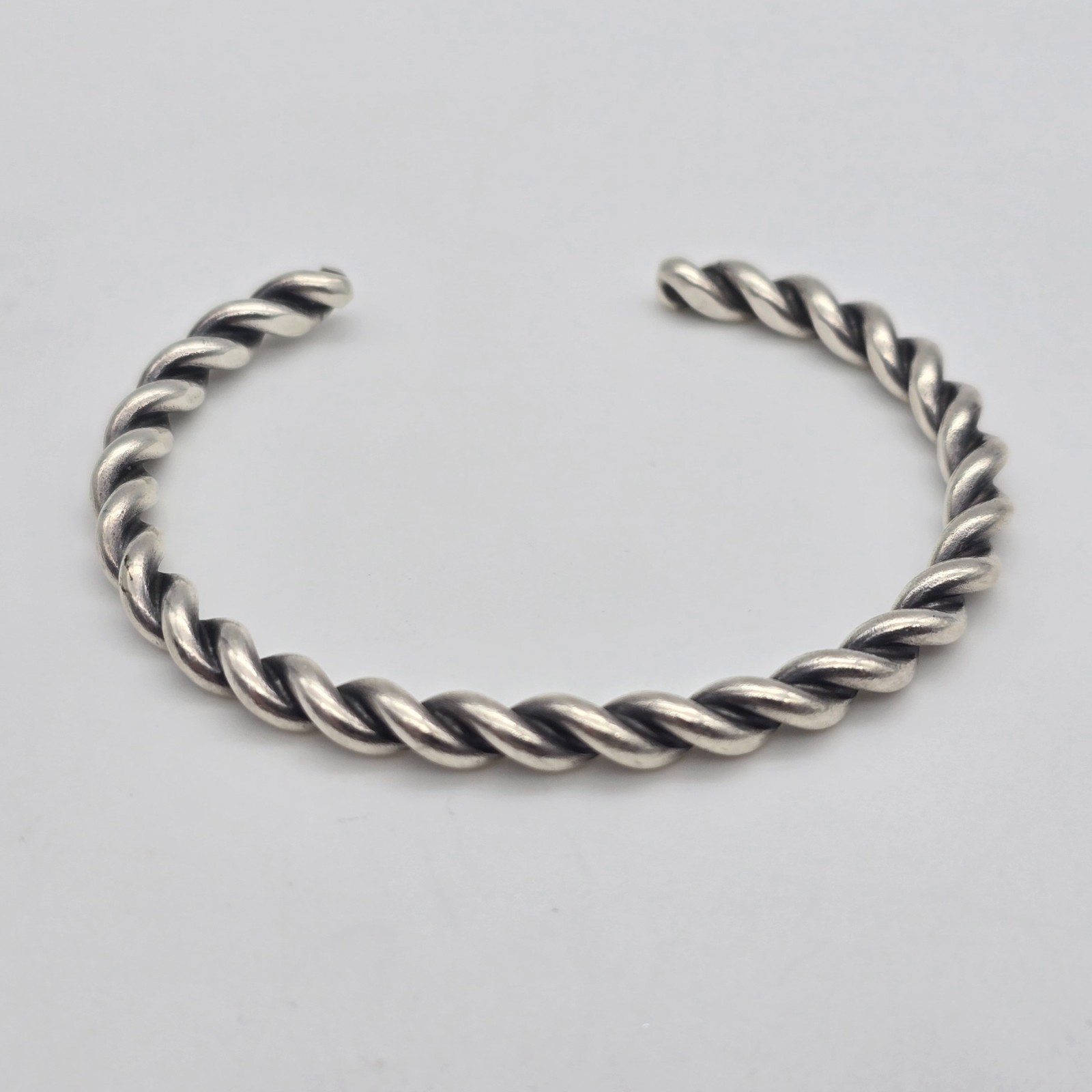 VTG Southwest Twist Wire Cord – 5 mm Sterling Silver Cuff Bangle Bracelet: 6.45″