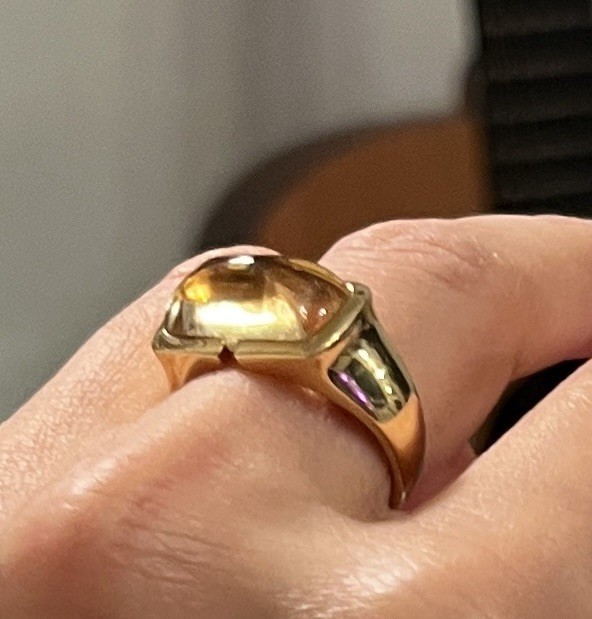 Men’s Antique Citrine Pinky Ring 18K Solid Gold Authentic Natural Size 7